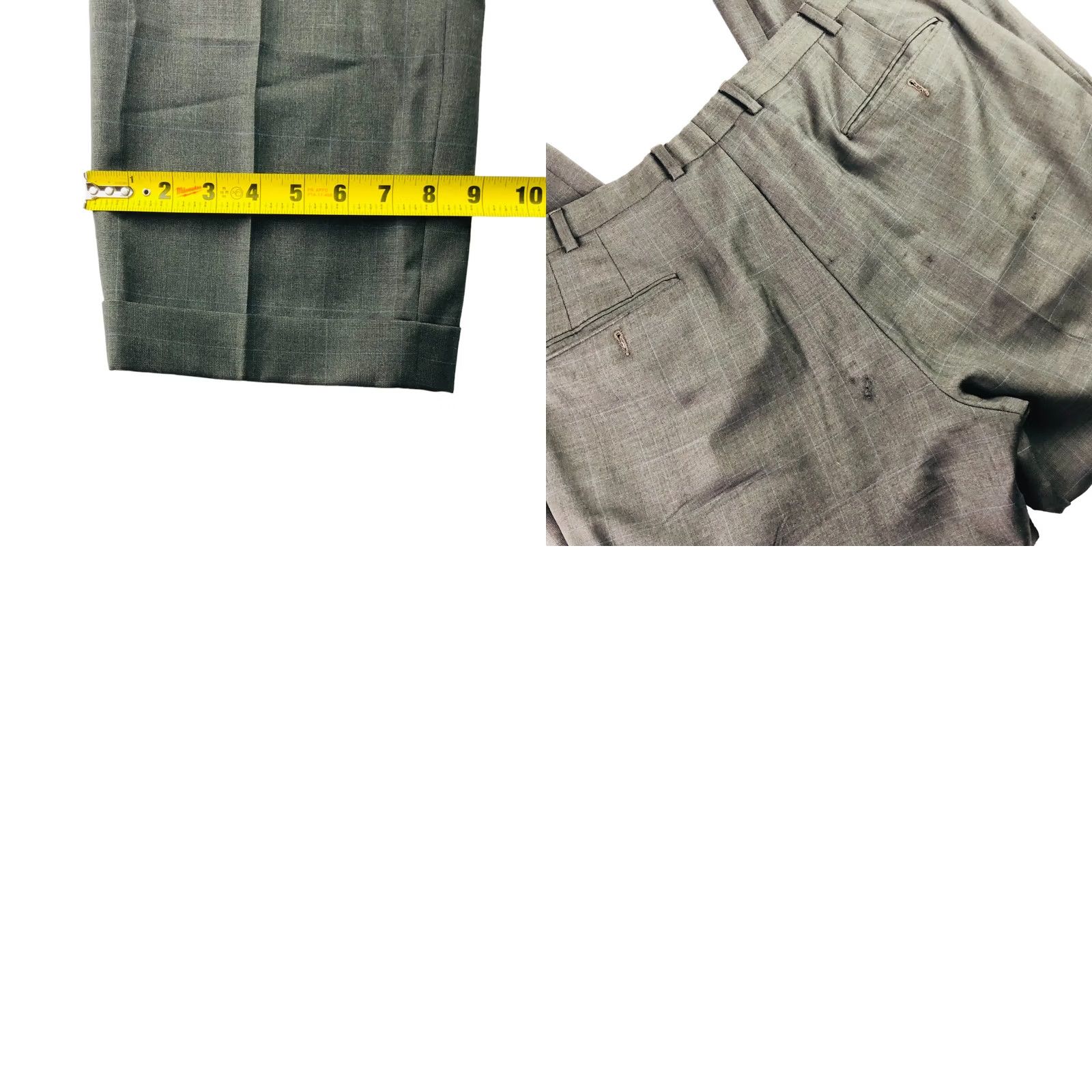 Vintage Hickey Freeman Men's Dress Pants Flat Front Plaid Gray 36x30 Size US 36 / EU 52 - 8 Thumbnail