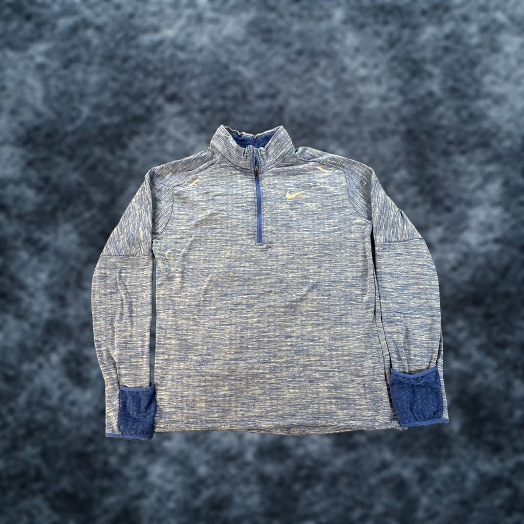 Nike Nike Running Therma-Sphere Jacket Mens L Blue 1/4 Zip Reflective Breathable All Seasons Sports Running Jacket Mens Size US L / EU 52-54 / 3 - 1 Thumbnail