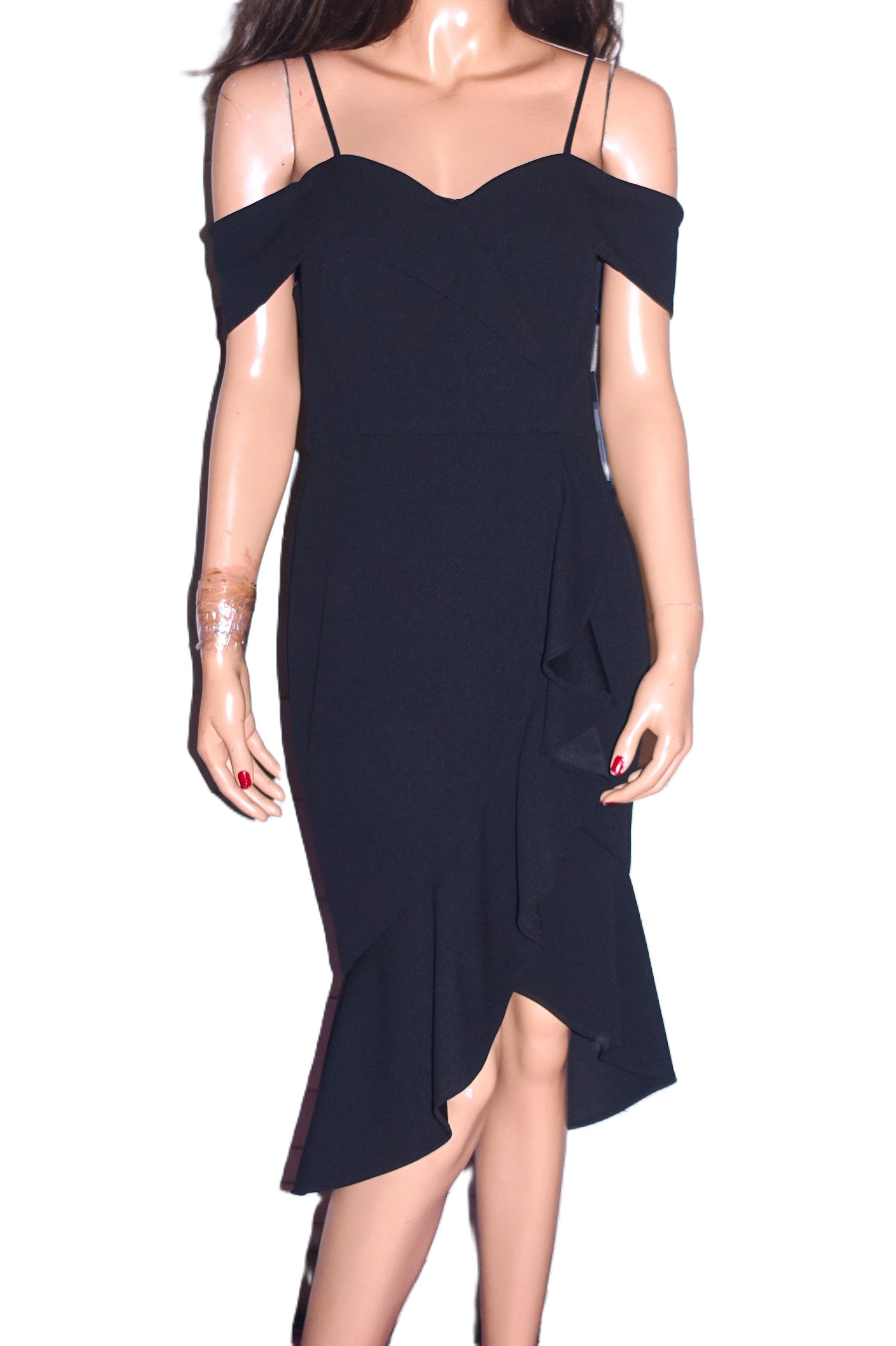 Bebe Bebe Black Cold Shoulder Ruffle Dress 6 NWT Size M / US 6-8 / IT 42-44 - 1 Thumbnail