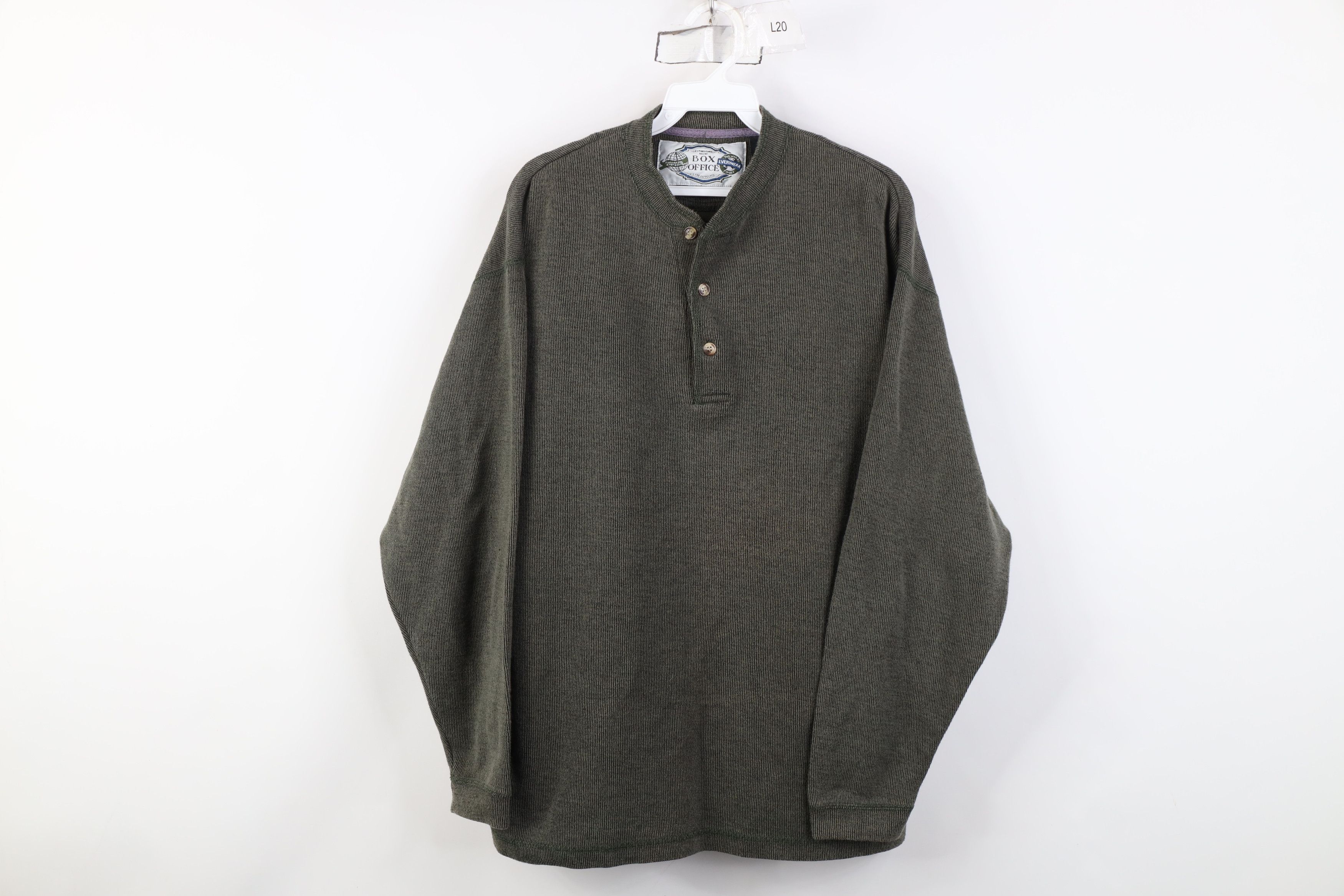 Vintage Vintage 90s Streetwear Knit Long Sleeve Henley T-Shirt Size US L / EU 52-54 / 3 - 1 Thumbnail