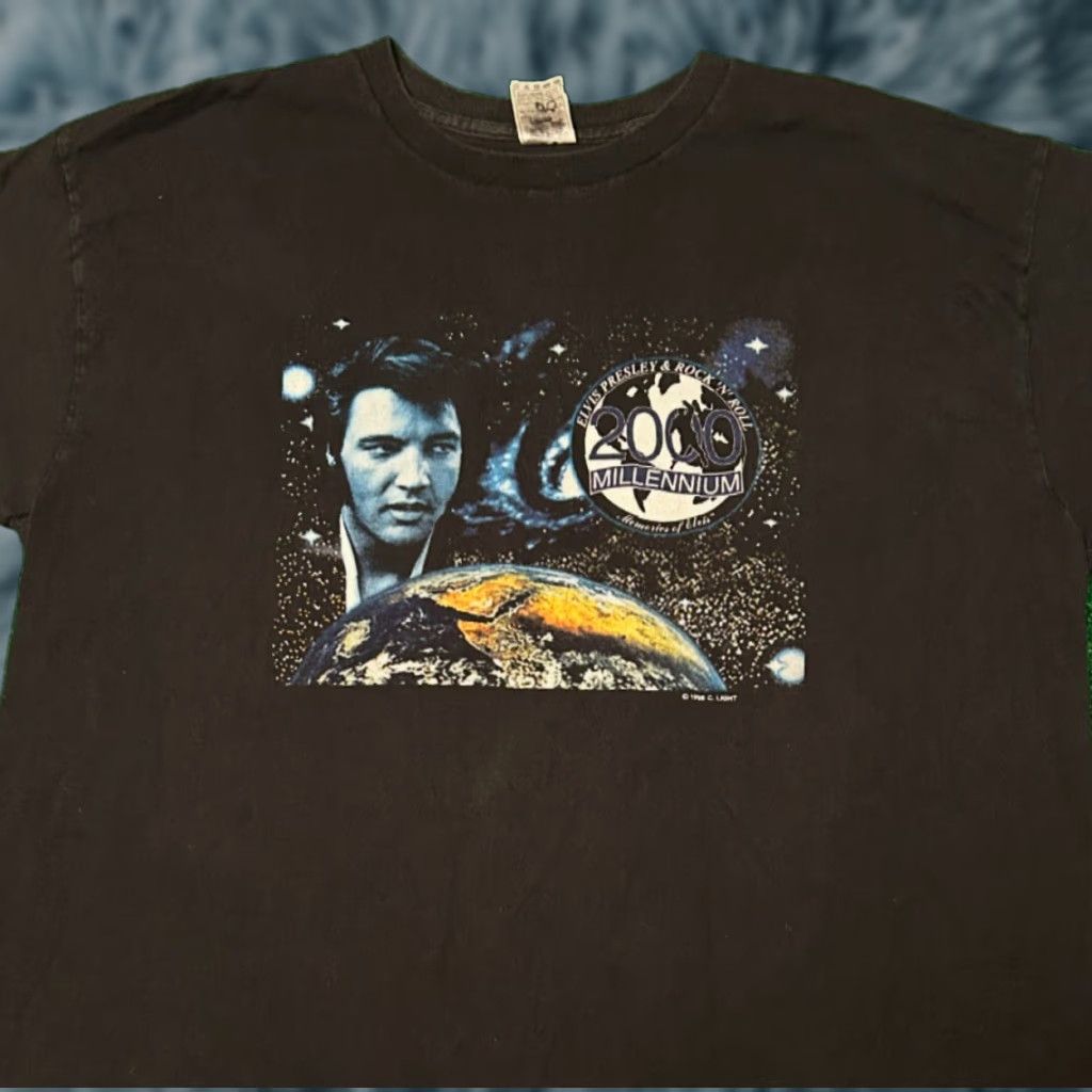 Vintage VINTAGE Elvis Presley 90s Earth Millennium VTG Shirt Mens 2XL Black Short Sleeve 1990s Rock"} Size US XXL / EU 58 / 5 - 1 Thumbnail