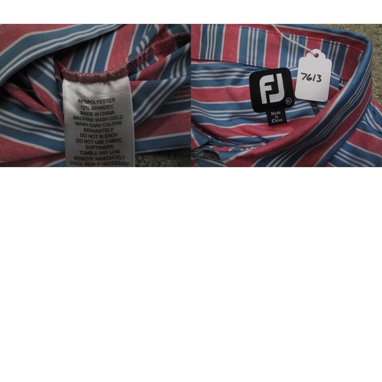 Footjoy FootJoy Polo Shirt Men XL Pink Striped Logo Golf Performance Regular Fit Short Sleeve Polo Size US XL / EU 56 / 4 - 8 Thumbnail