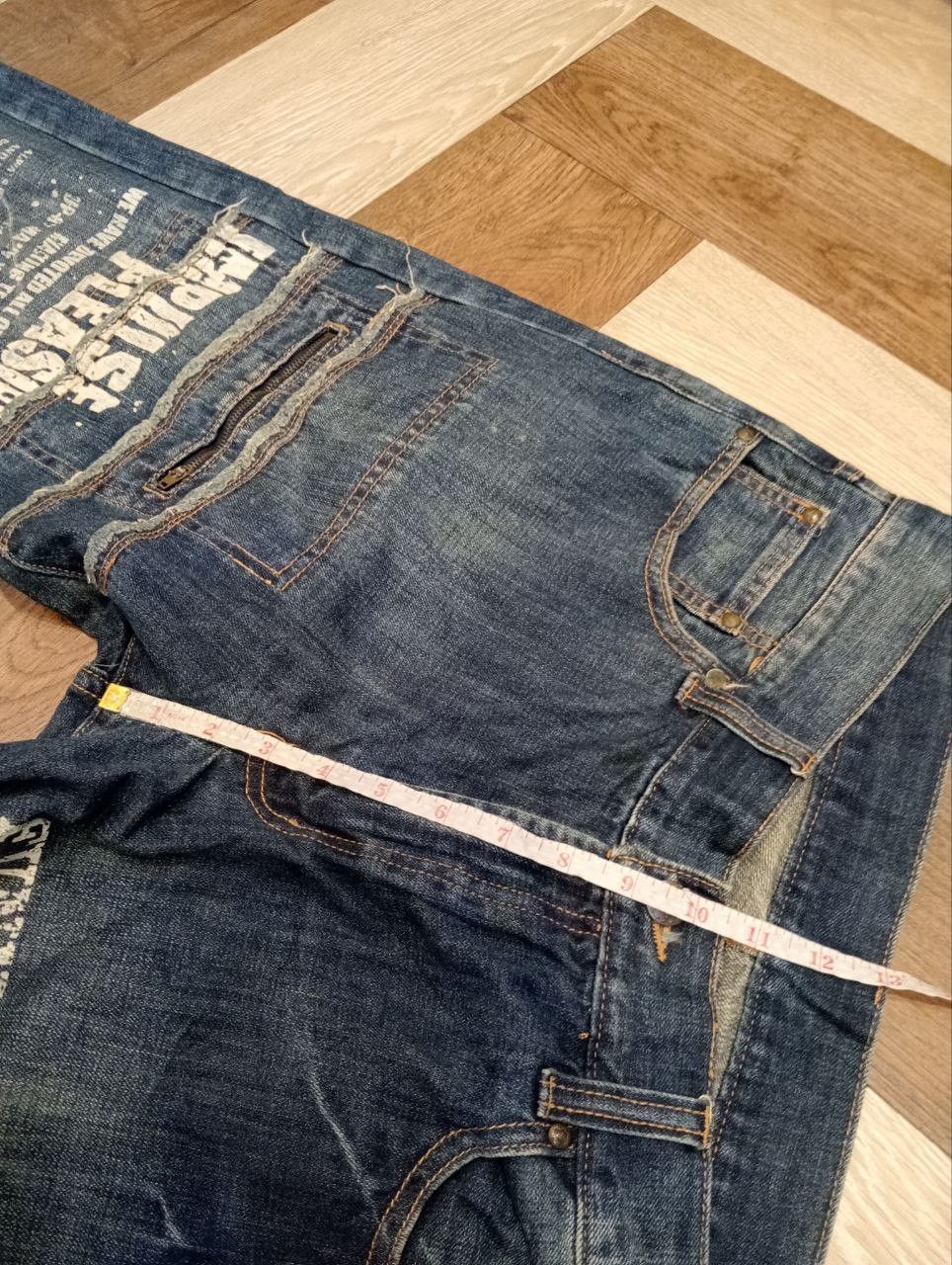 Japanese Brand JAPANESE FUNNY DEVIL SKULL BLUE DENIM PAINTED FLARED PANTS Size US 35 - 13 Thumbnail