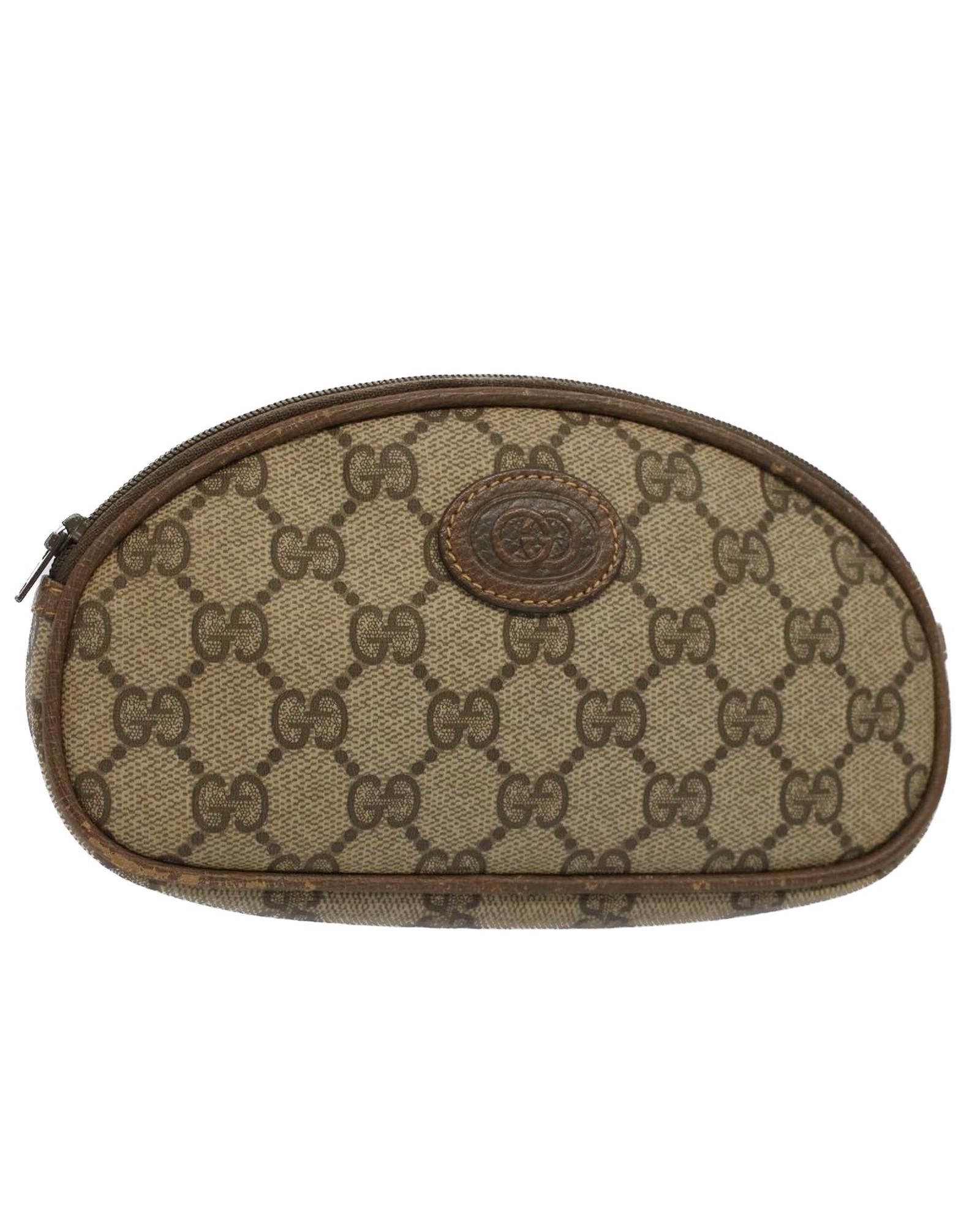 image of Gucci Beige Canvas Pouch With GG Print By Luxury Designer, Women's