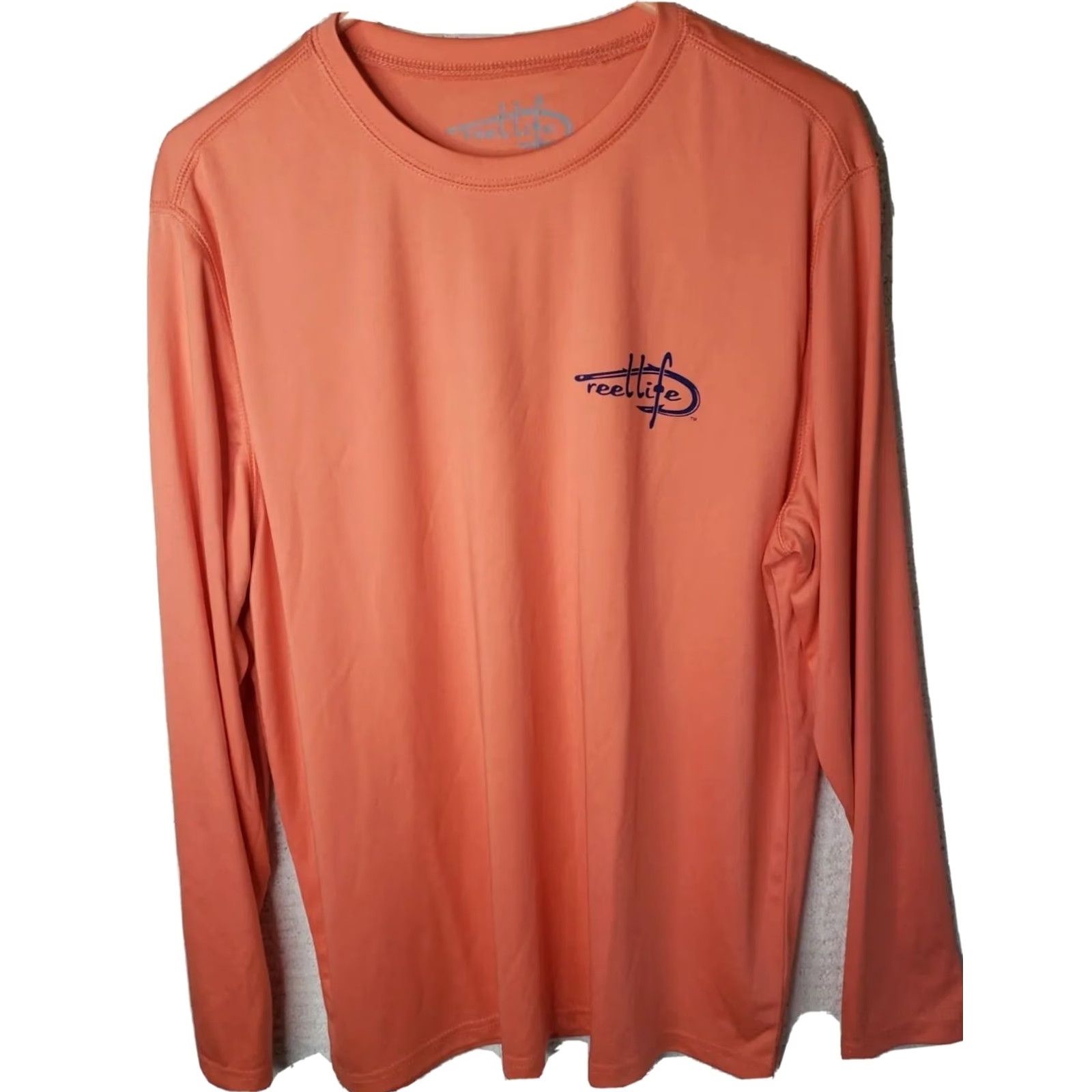 Alife Reel Life Mens Peach Orange Graphic T Shirt Long Sleeve L Fish Logo Back T Shirt Size US L / EU 52-54 / 3 - 2 Thumbnail