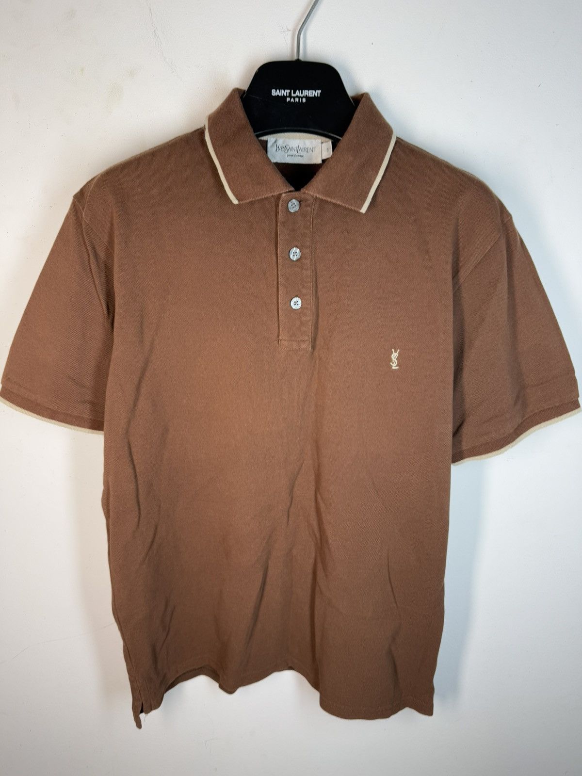 Yves Saint Laurent Brown YSL Polo Shirt YSL Tee Beige YSL Shirt Size US S / EU 44-46 / 1 - 15 Thumbnail