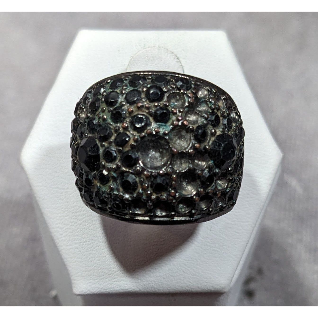 Other Chunky Black And Silver Dome Rhinestone Dome Ring Size 8 1/4 Size ONE SIZE - 5 Thumbnail