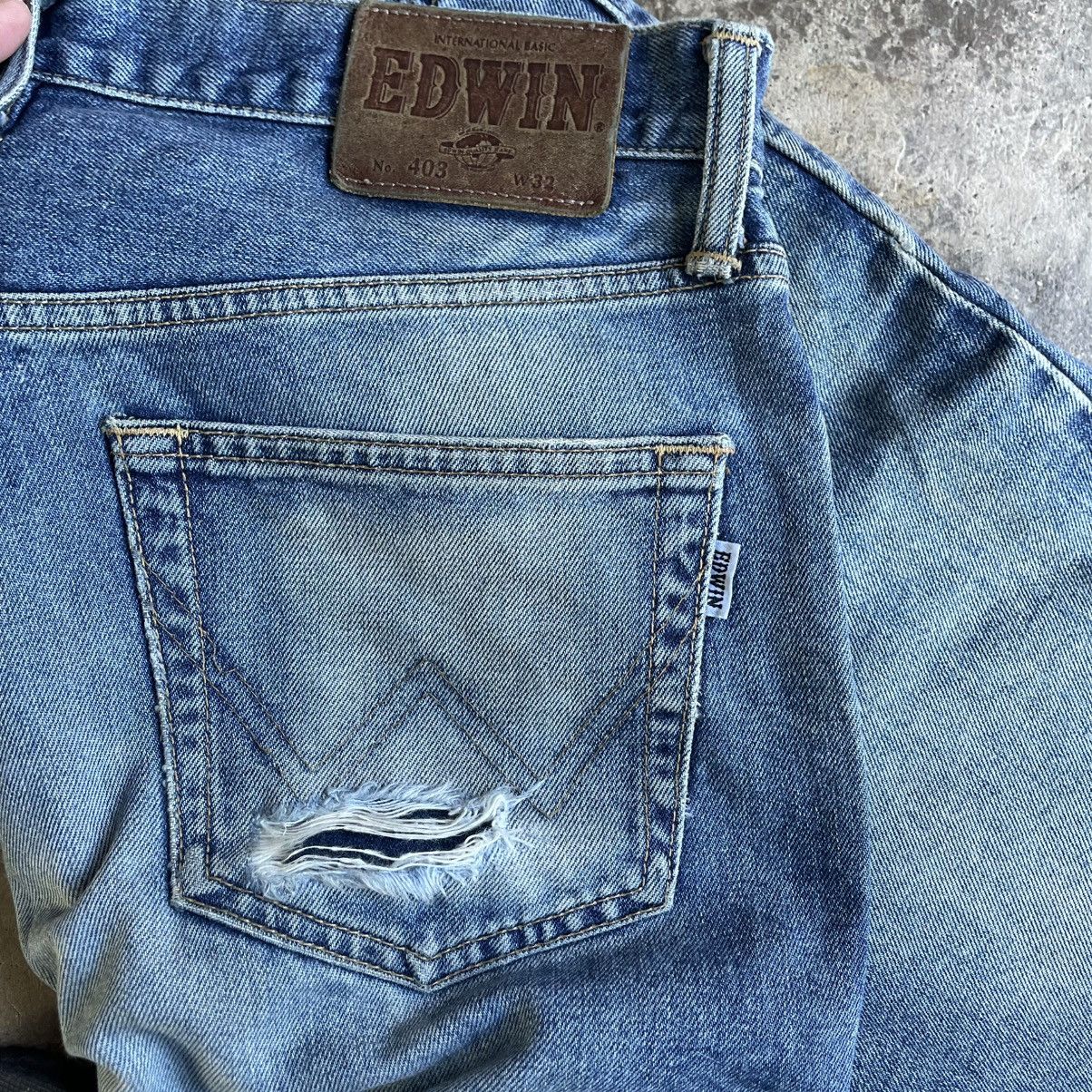 Edwin 🔥Vintage Edwin 403 Stoned Washed Ripped Distress Denim Jeans Size US 31 - 15 Thumbnail