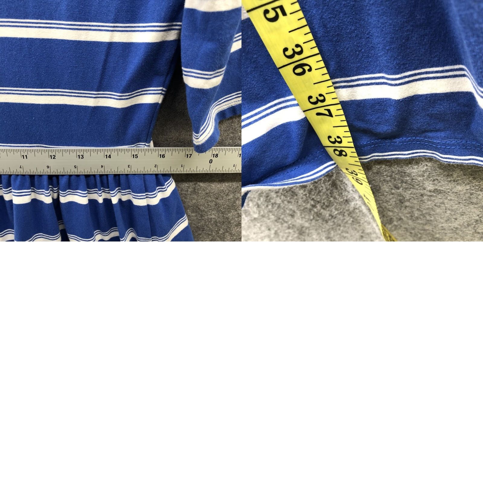 Vintage Hanna Andersson Dress Shirt Dress Womens M Blue White Striped Scoop Neck 1/2 Sleeve Knit Pockets A-Line Casual Size M / US 6-8 / IT 42-44 - 8 Thumbnail