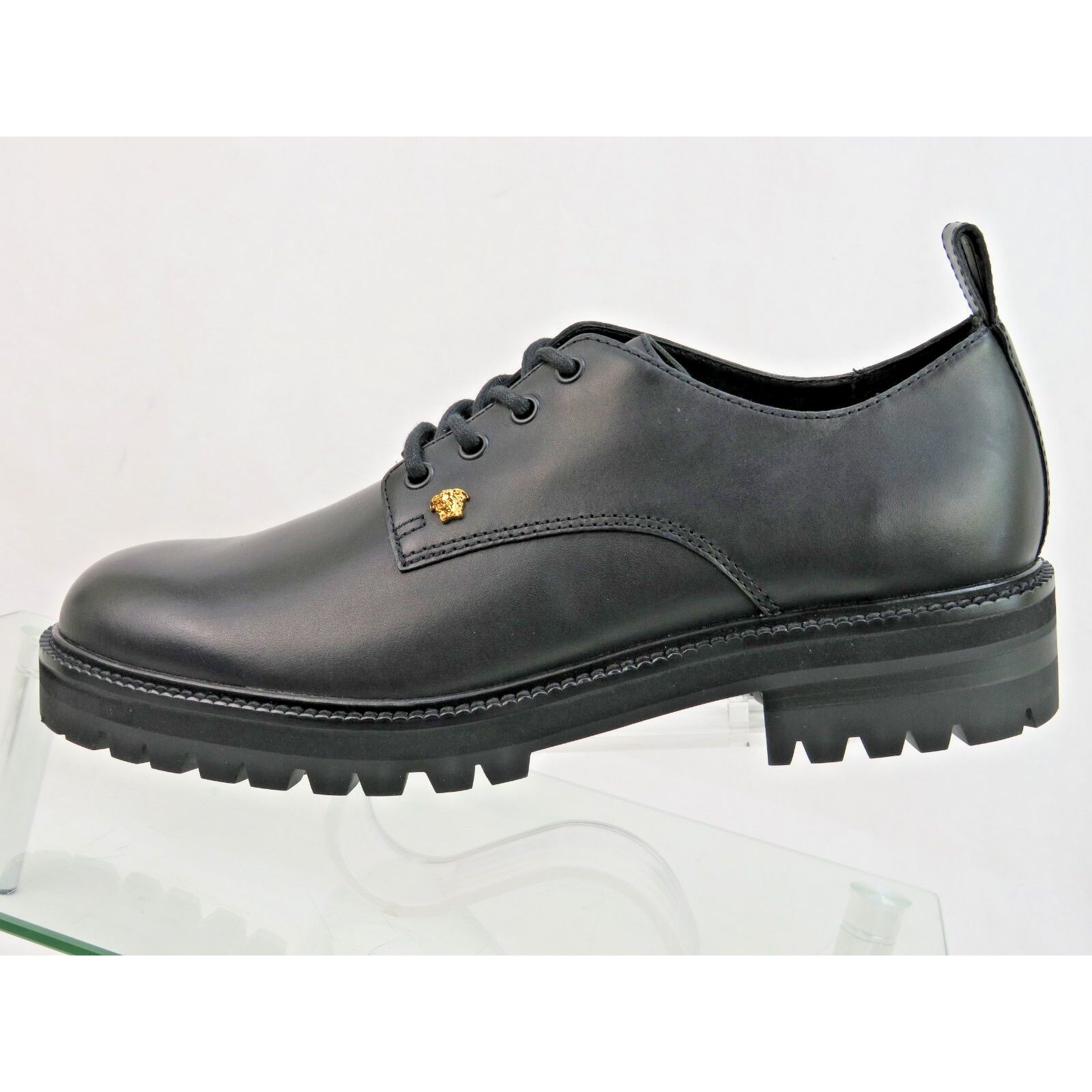 Versace VERSACE BLACK LEATHER GOLD MEDUSA LOGO LUG SOLE OXFORDS 44 Size US 11 / EU 44 - 6 Thumbnail