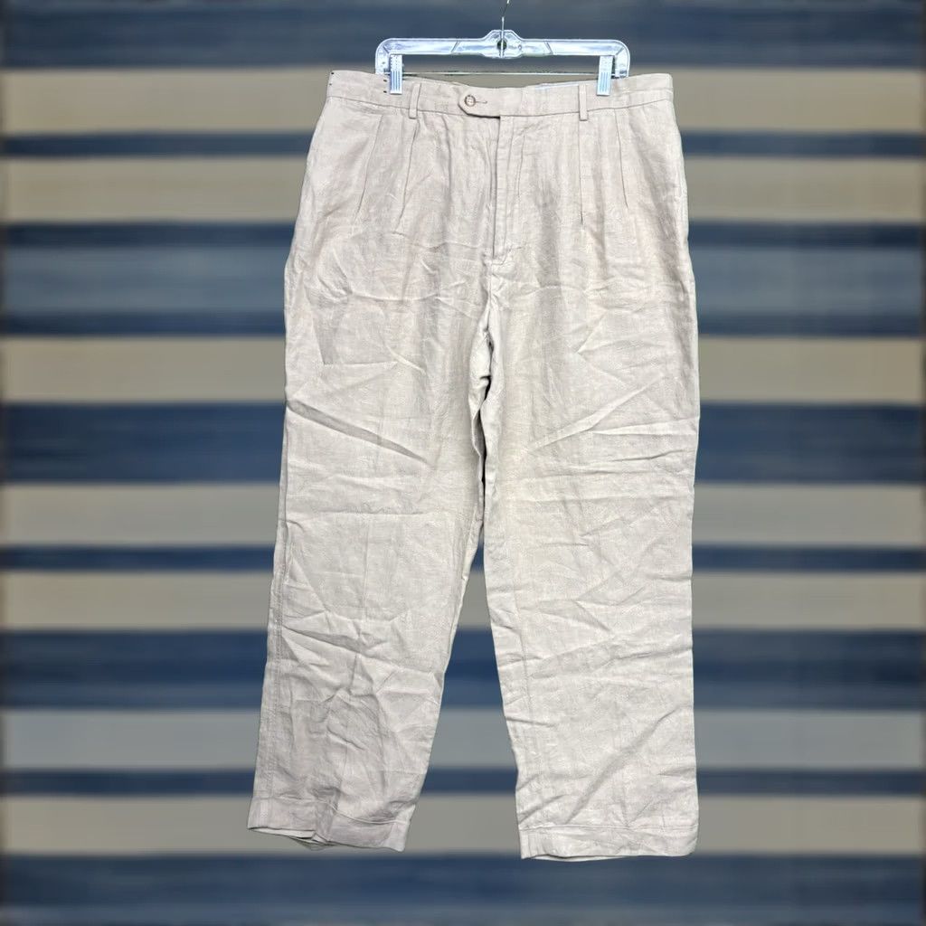 Cremieux Daniel Cremieux Soiree Linen Pants Mens 38x30 Khaki Dress Linen Straight Pants Side Pocket Beige Regular Mens Size US 38 / EU 54 - 1 Thumbnail