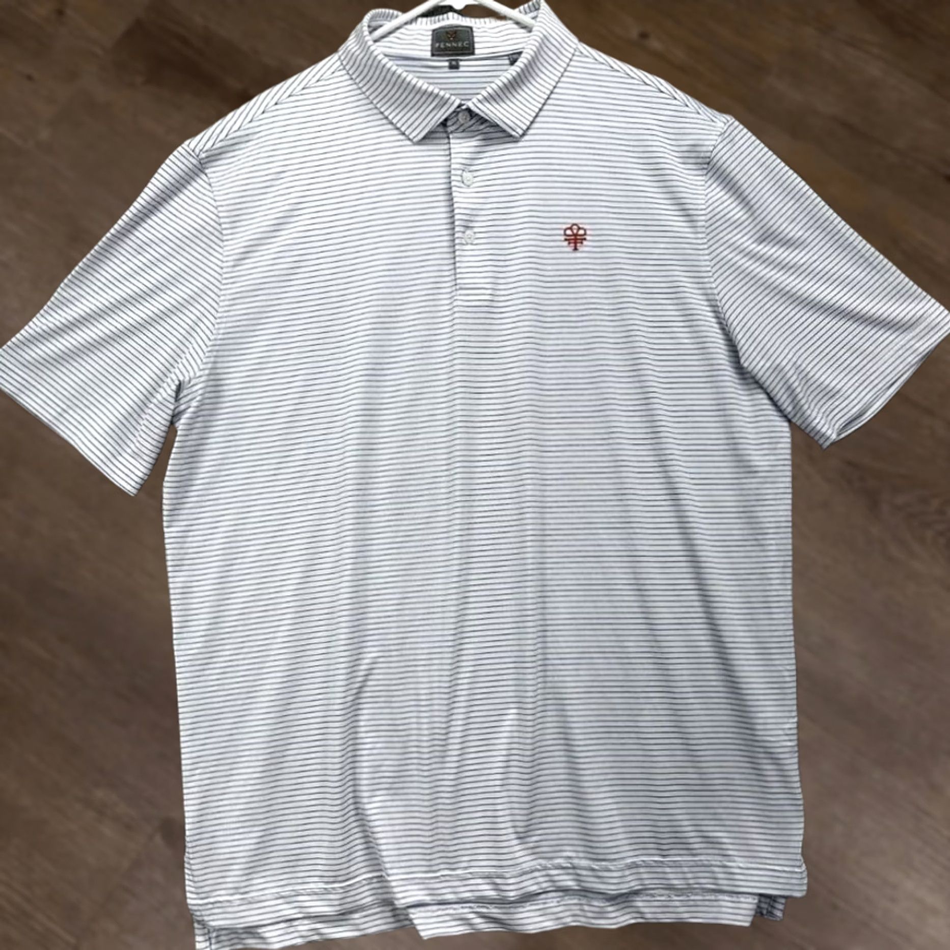 Vintage Fennec Polo Shirt Adult XL White Blue Pinstripes Golf Golfer Golfing Rugby Mens Size US XL / EU 56 / 4 - 1 Thumbnail
