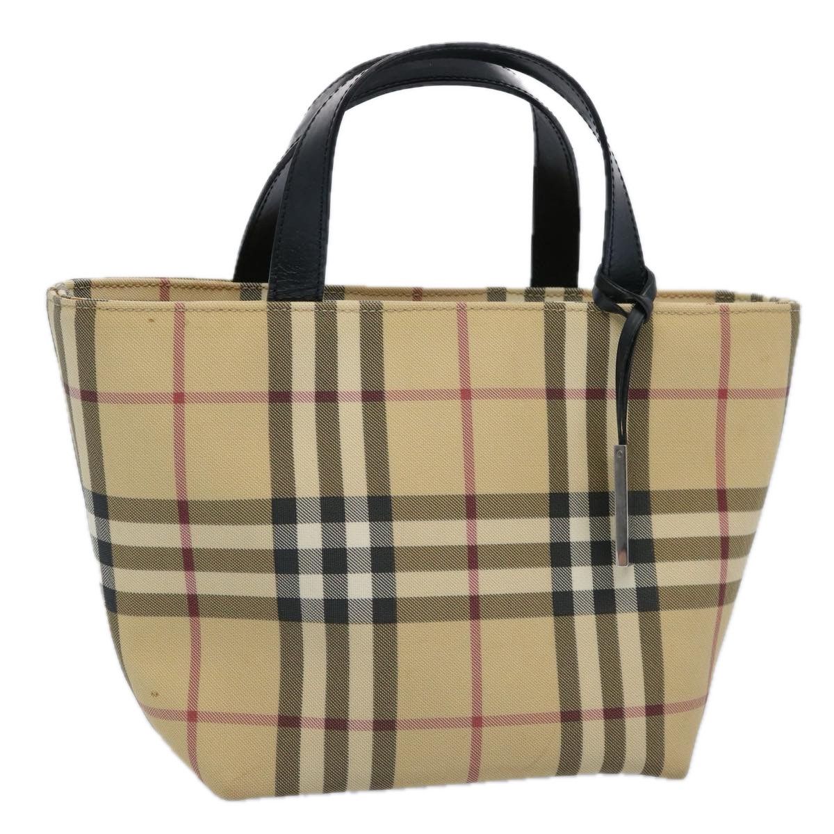 image of Burberry Nova Check Hand Bag Coated Canvas Beige Auth Bs10942, Women's