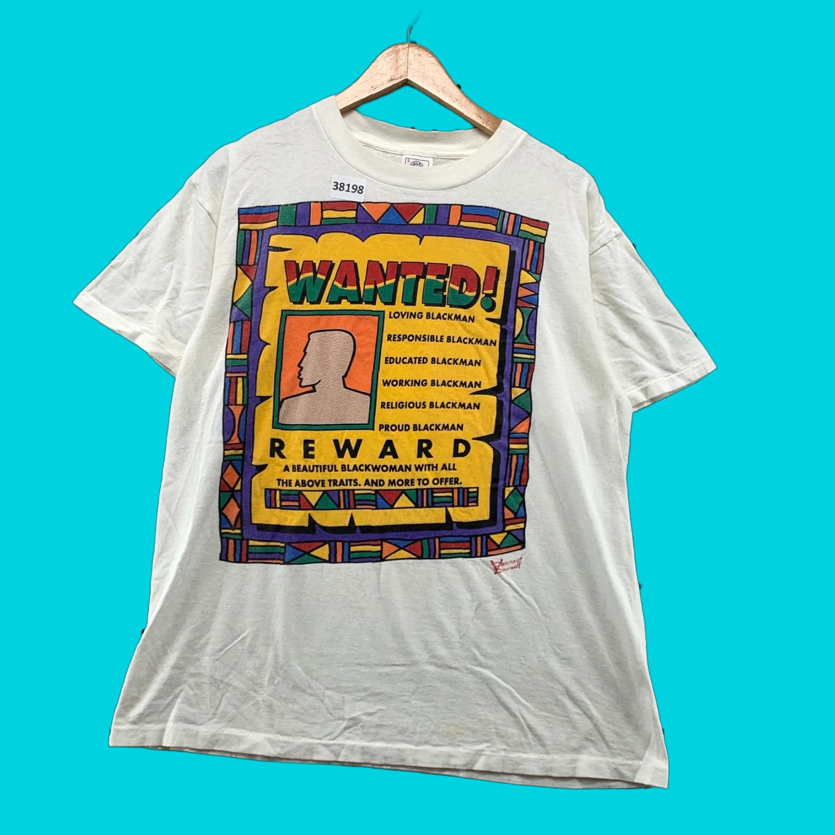 Jerzees VINTAGE 80s JERZEES Funny Graphic Print T-Shirt Unisex Adult Large White "Respect Yourself" Mens Size L / US 10 / IT 46 - 1 Thumbnail