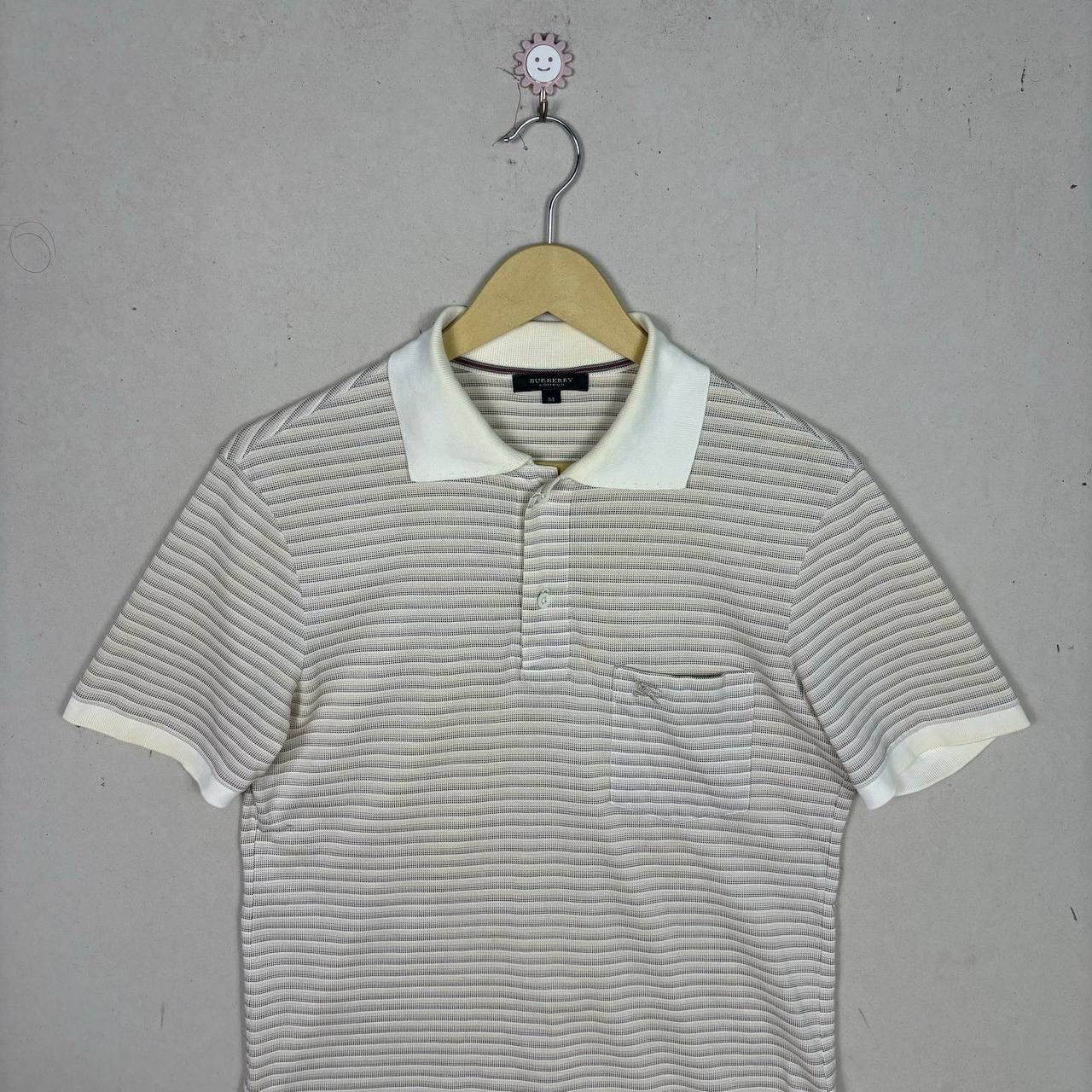 Burberry Vtg Burberry London Striped Knit Polo Shirt Brwon White Sz M Size US M / EU 48-50 / 2 - 3 Thumbnail