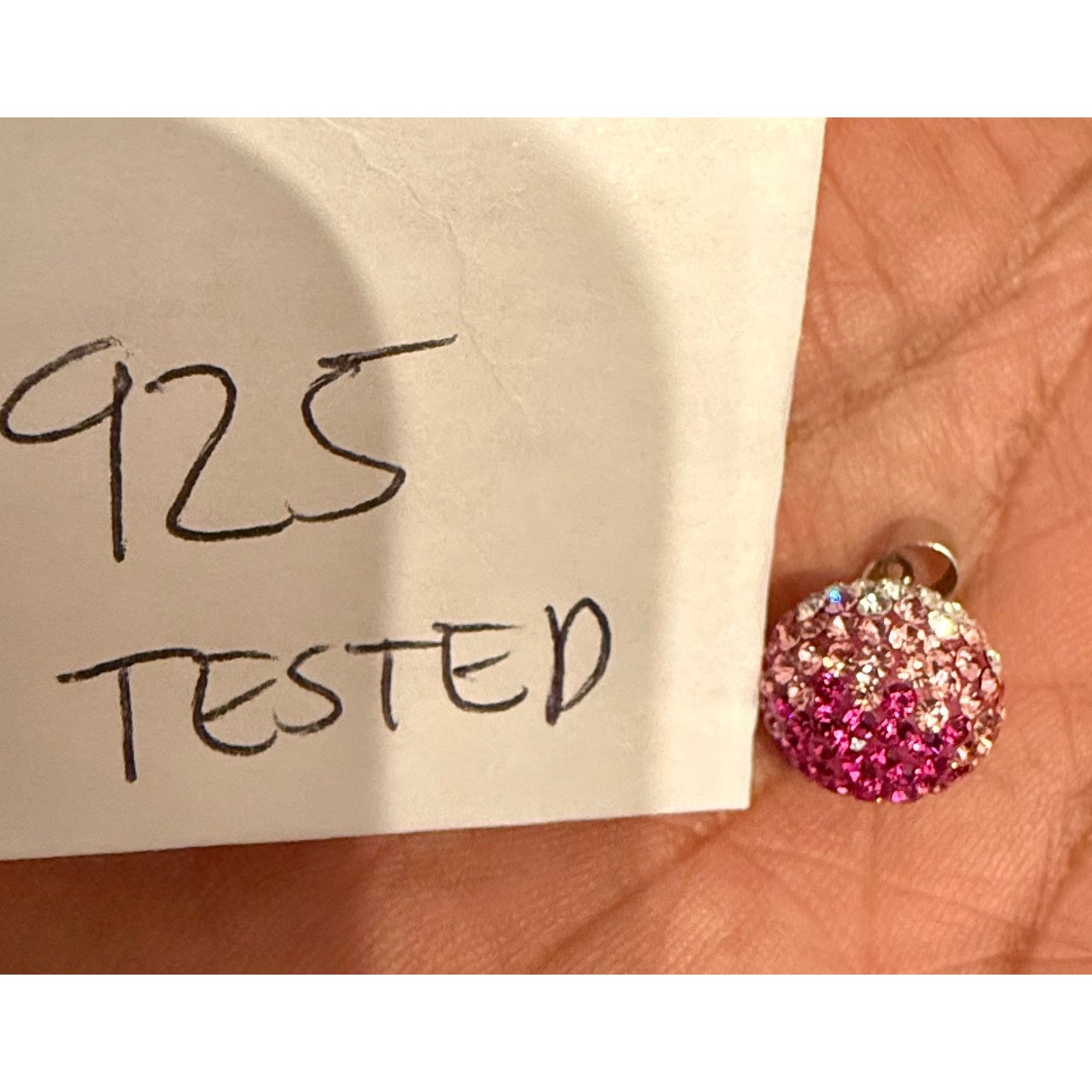 Other Vintage Sterling Silver 925 Pink Ombre Crystal Pavé Pendant Size ONE SIZE - 6 Thumbnail