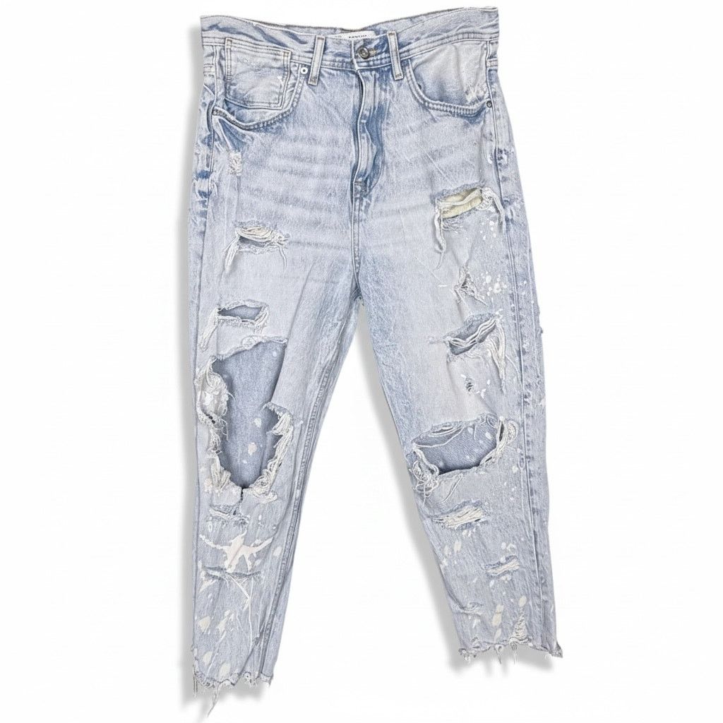Zara Zara Destroyed Distressed Cropped Light Jeans Women's 30x25 Size 30" / US 8 / IT 44 - 1 Thumbnail