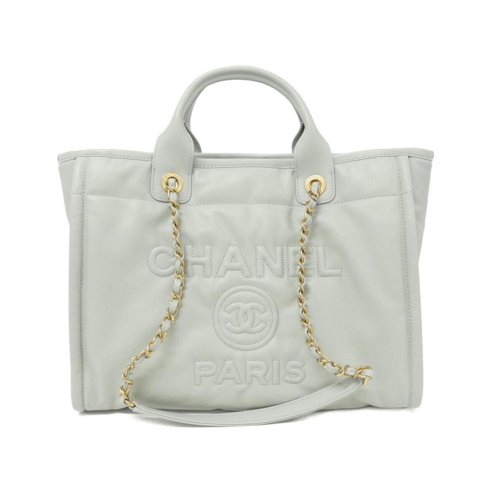 Chanel Gray Leather Deauville