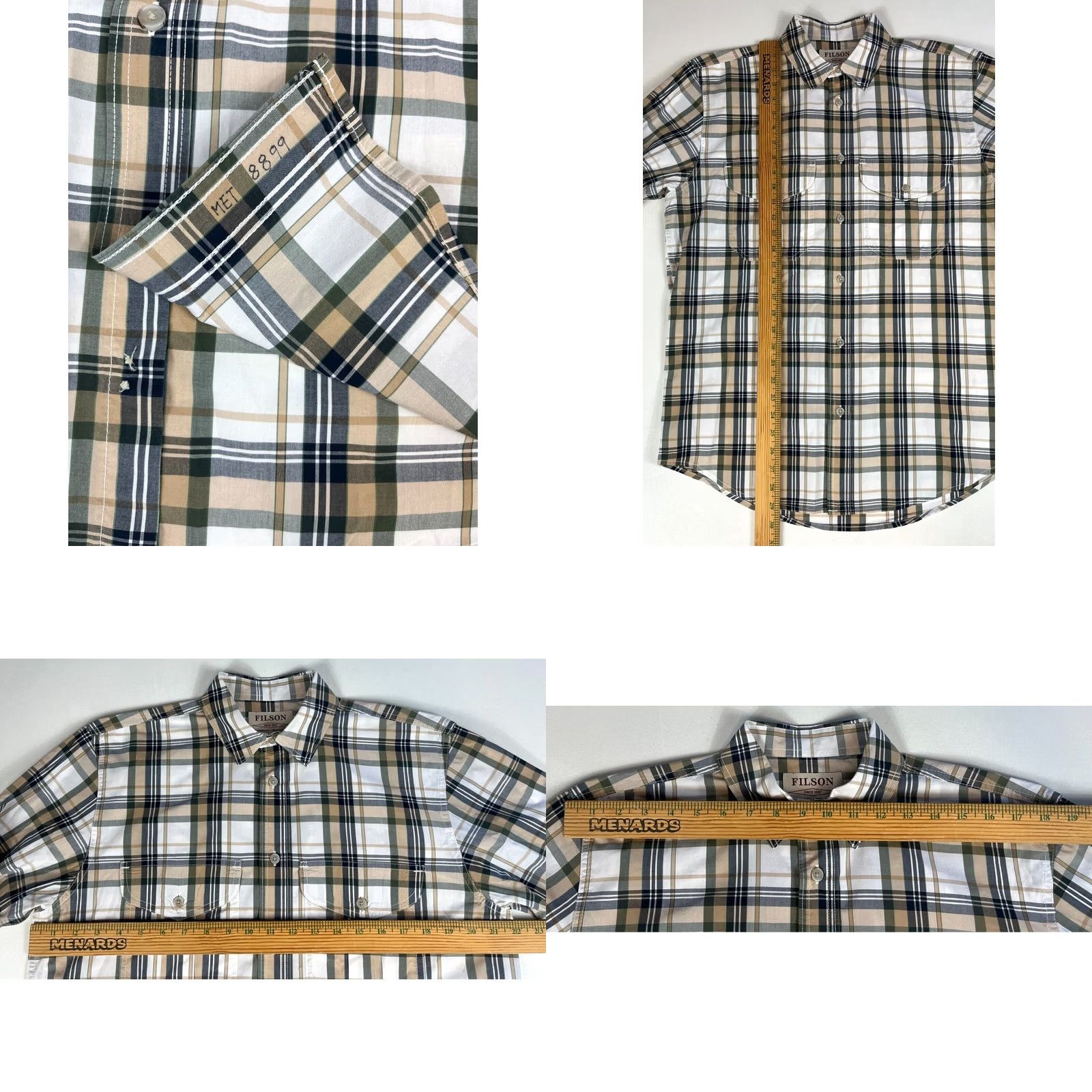 Filson Filson Men's Feather Cloth Shirt Plaid Sz S Button-Up Long Sleeve Cotton Multicolor Navy Tan White Size US S / EU 44-46 / 1 - 8 Thumbnail