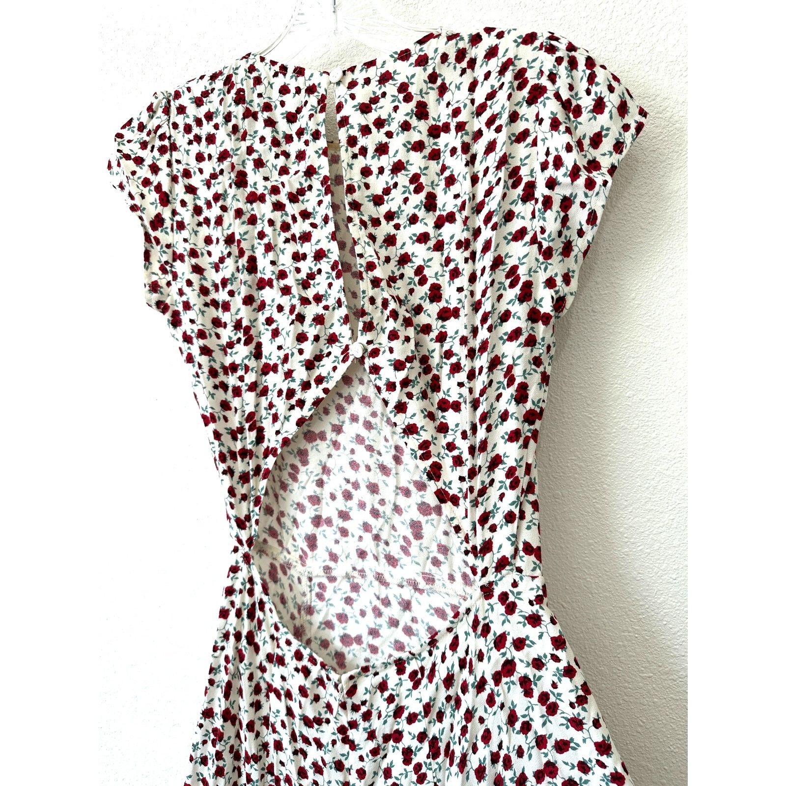 Reformation Reformation Ivory Floral Cap Sleeve Open Back Maxi Dress 0 Size XS / US 0-2 / IT 36-38 - 4 Thumbnail