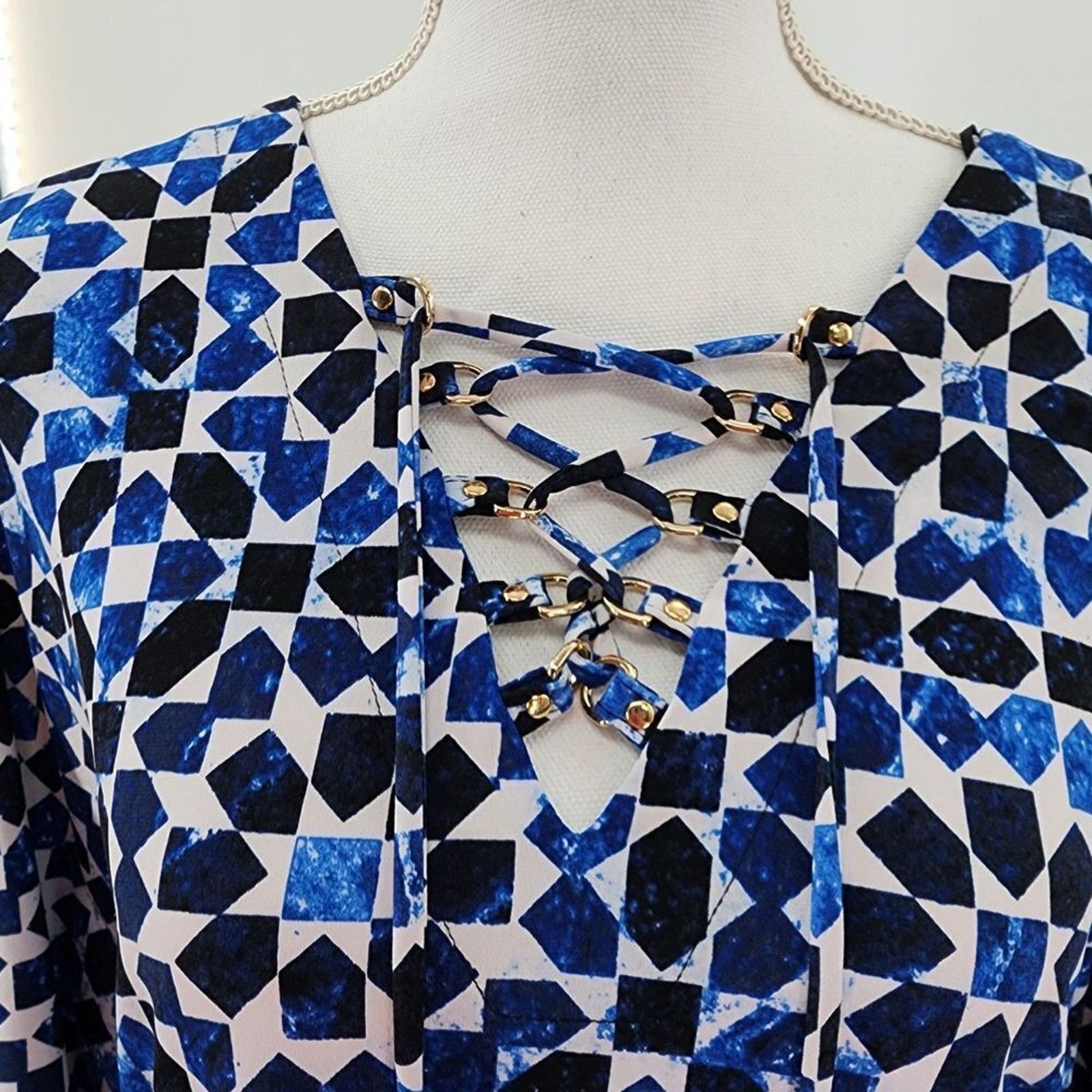 Michael Kors Michael Kors Geometric Tunic Multi Color Criss Cross Medium Size M / US 6-8 / IT 42-44 - 2 Thumbnail