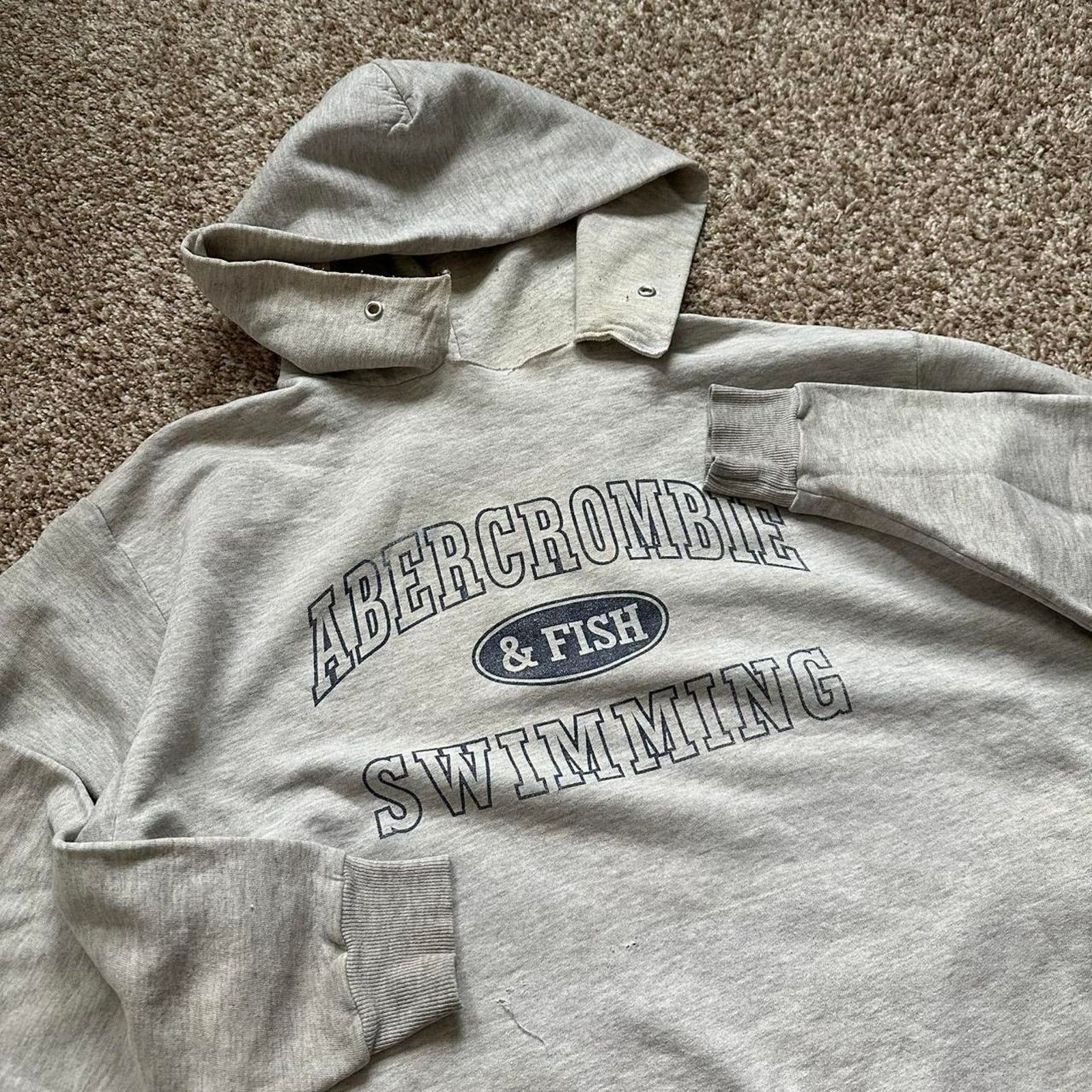 Vintage Vintage Grey Abercrombie & Fish Swimming Hoodie Sweatshirt Size US L / EU 52-54 / 3 - 4 Thumbnail