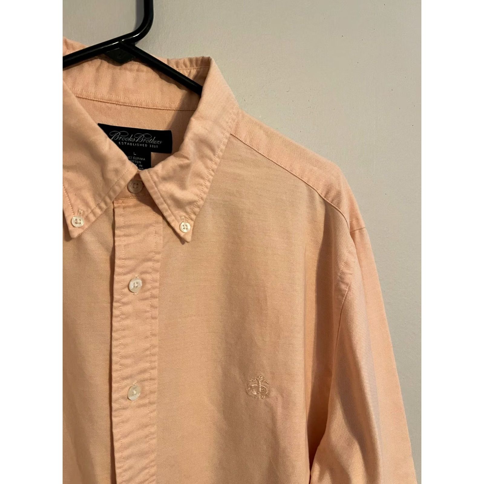 Brooks Brothers Brooks Brothers 1818 Supima Cotton Pastel Peach L/S Casual Dress Shirt Men's L Size US L / EU 52-54 / 3 - 2 Thumbnail