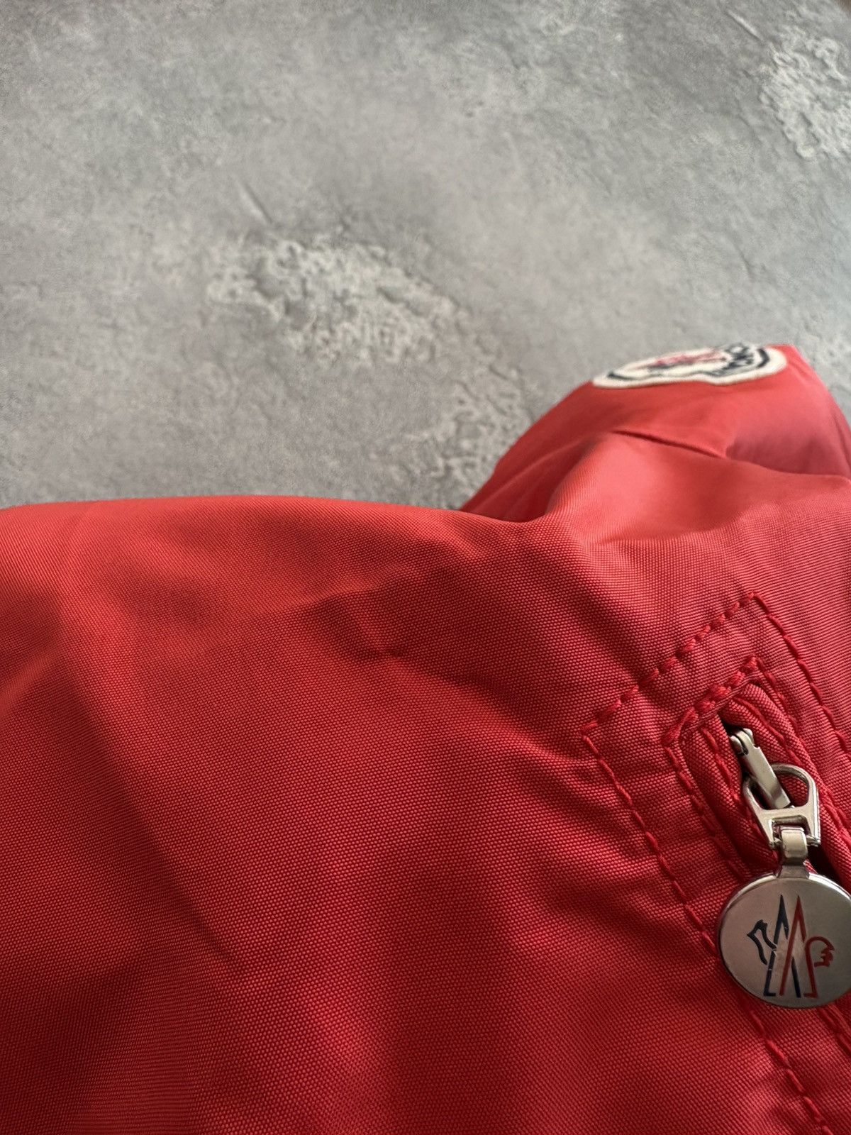 Moncler Moncler Red Nylon Varsity Bomber Jacket Snap Button Up sz 0 Size XS / US 0-2 / IT 36-38 - 21 Thumbnail