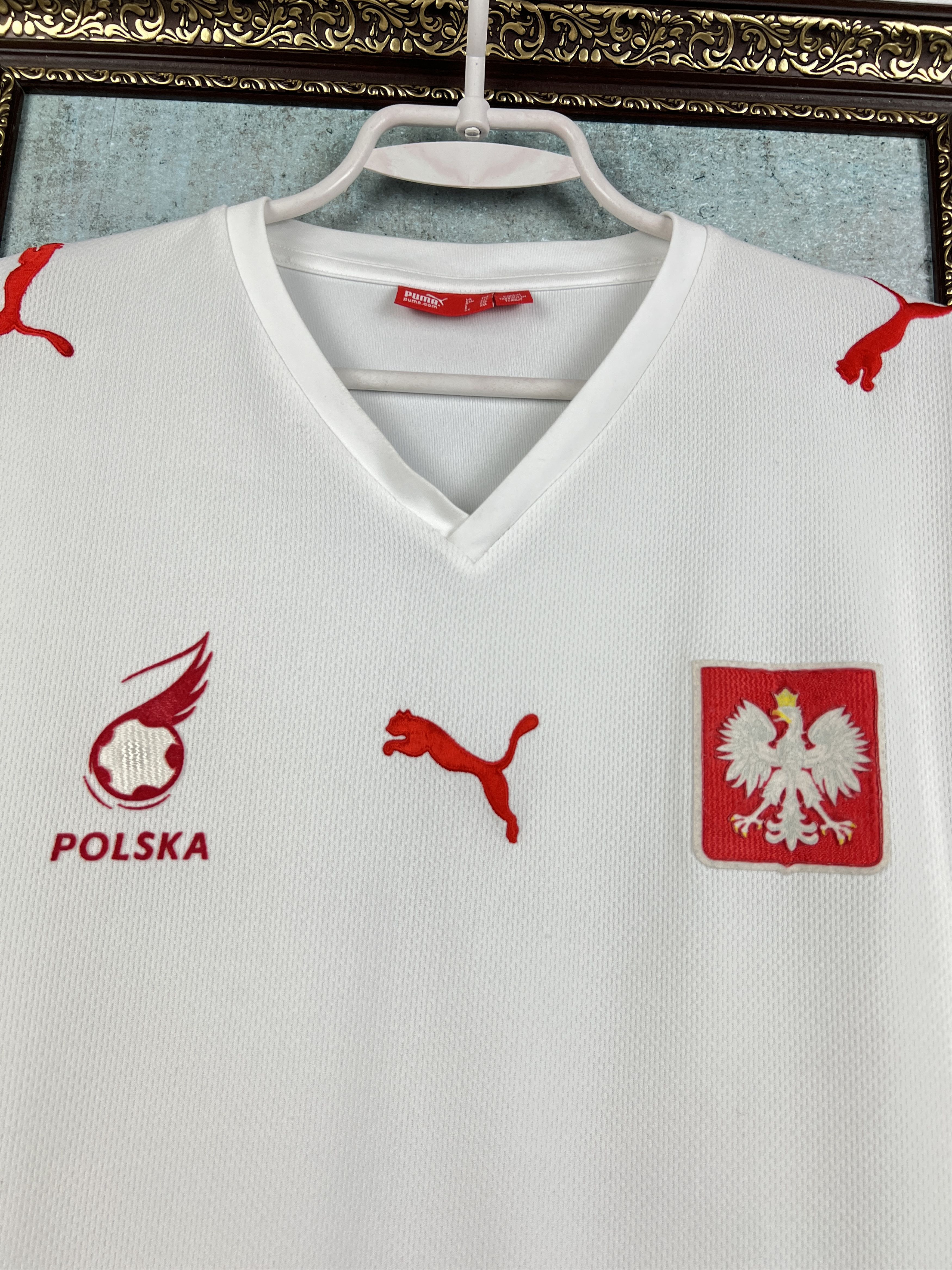 Puma Poland Home football shirt 2008 Soccer White Jersey Trikot Size US XXL / EU 58 / 5 - 3 Thumbnail