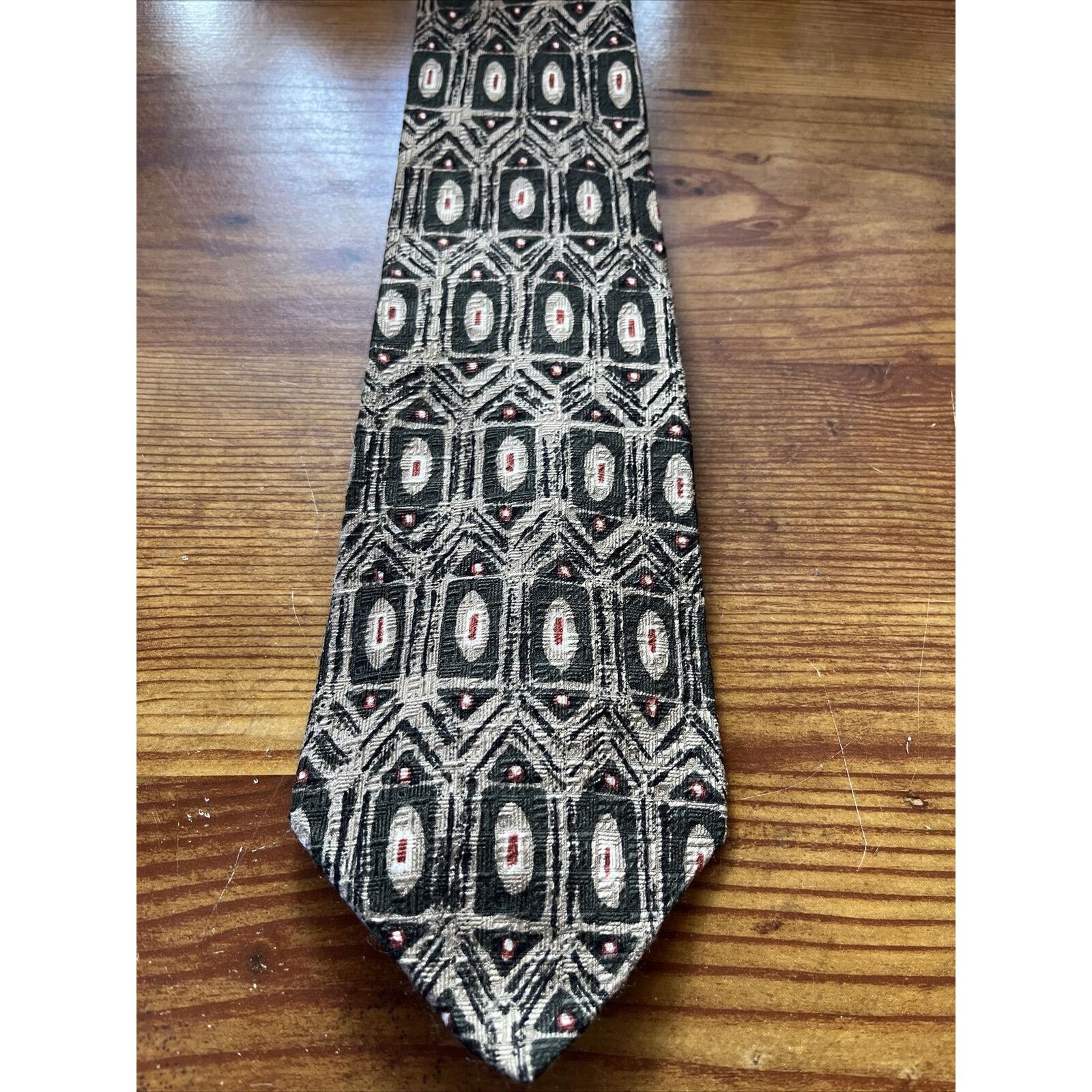 Other Gianfranco Ruffini Men’s beige Funky Neck Tie Peacock Silk Size ONE SIZE - 2 Thumbnail