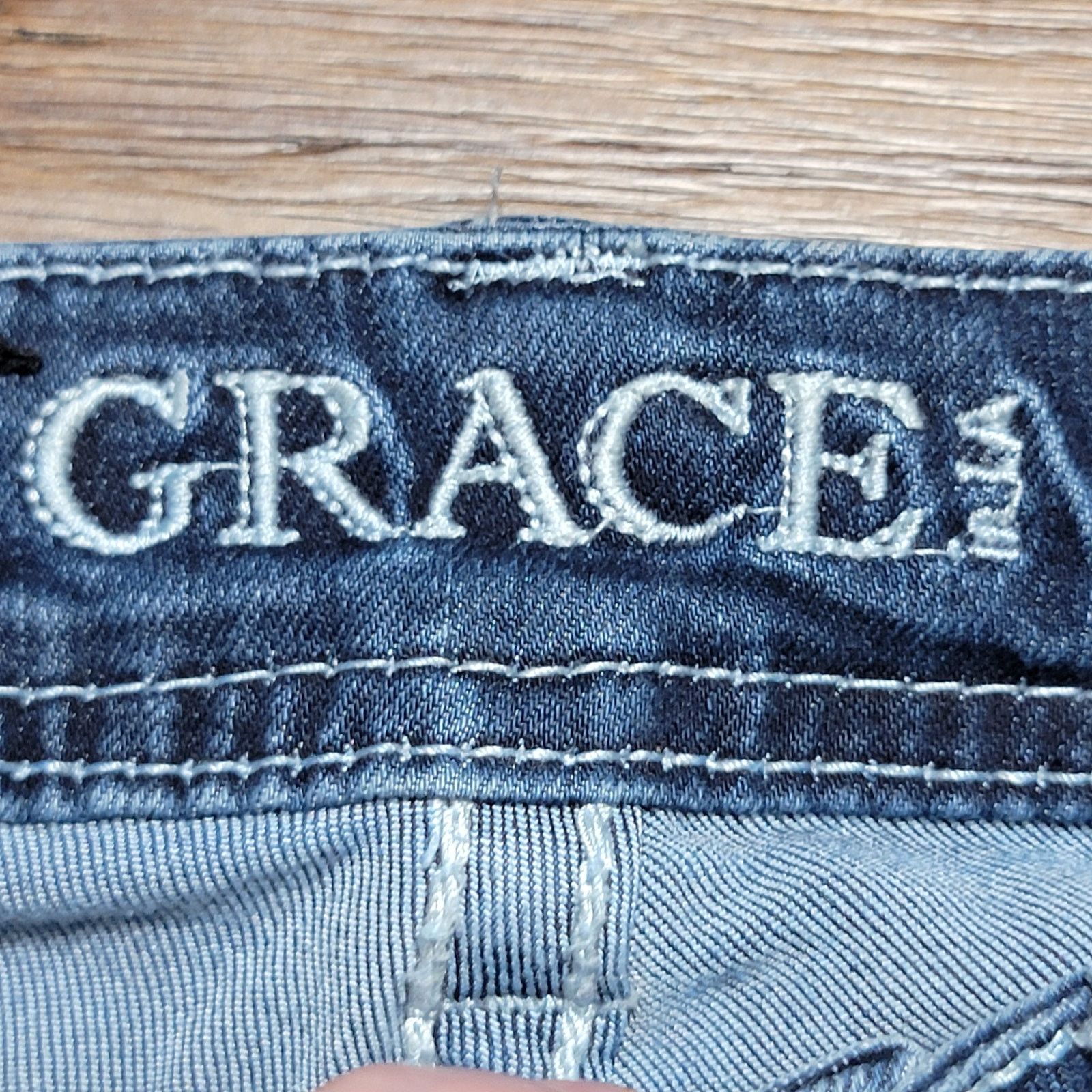 Grace in LA Grace In LA Jeans w/ Raw Hem Bell Bottoms & Bling - Size 28 Size 28" / US 6 / IT 42 - 8 Thumbnail