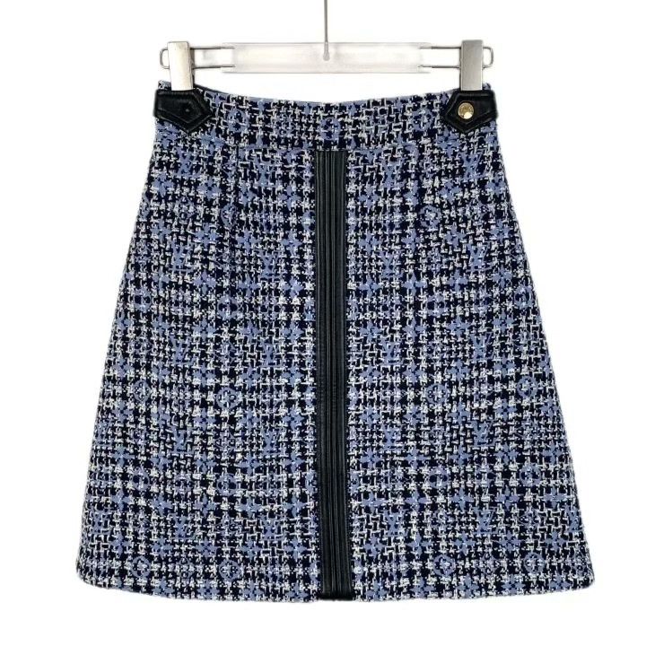 Louis Vuitton Louis Vuitton Blue Logo Jacquard Wool Skirt Size 34" / US 12 / IT 48 - 1 Thumbnail