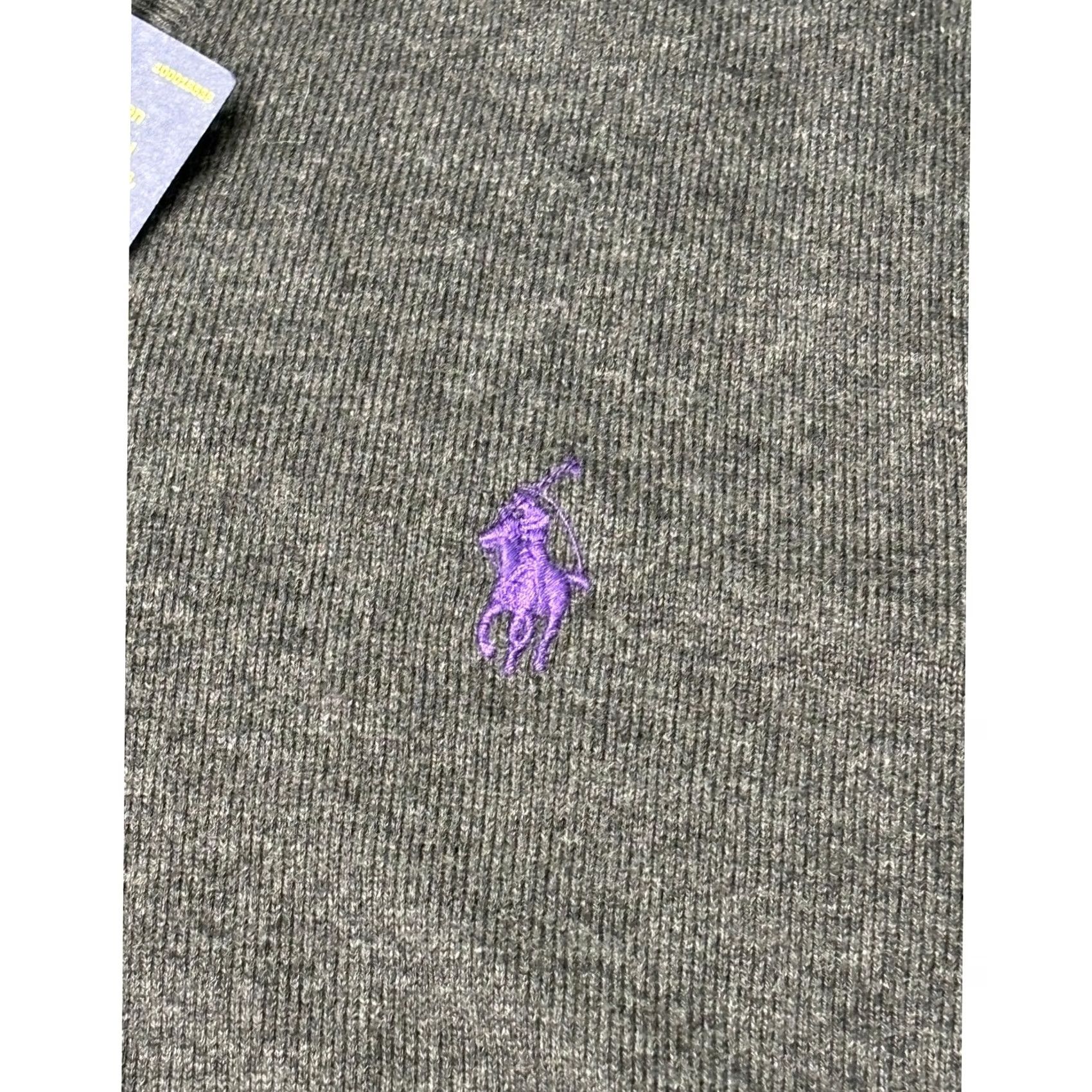Polo Ralph Lauren Polo Ralph Lauren Mens Sweater V-Neck Gray Purple Pony Large Size US L / EU 52-54 / 3 - 2 Thumbnail