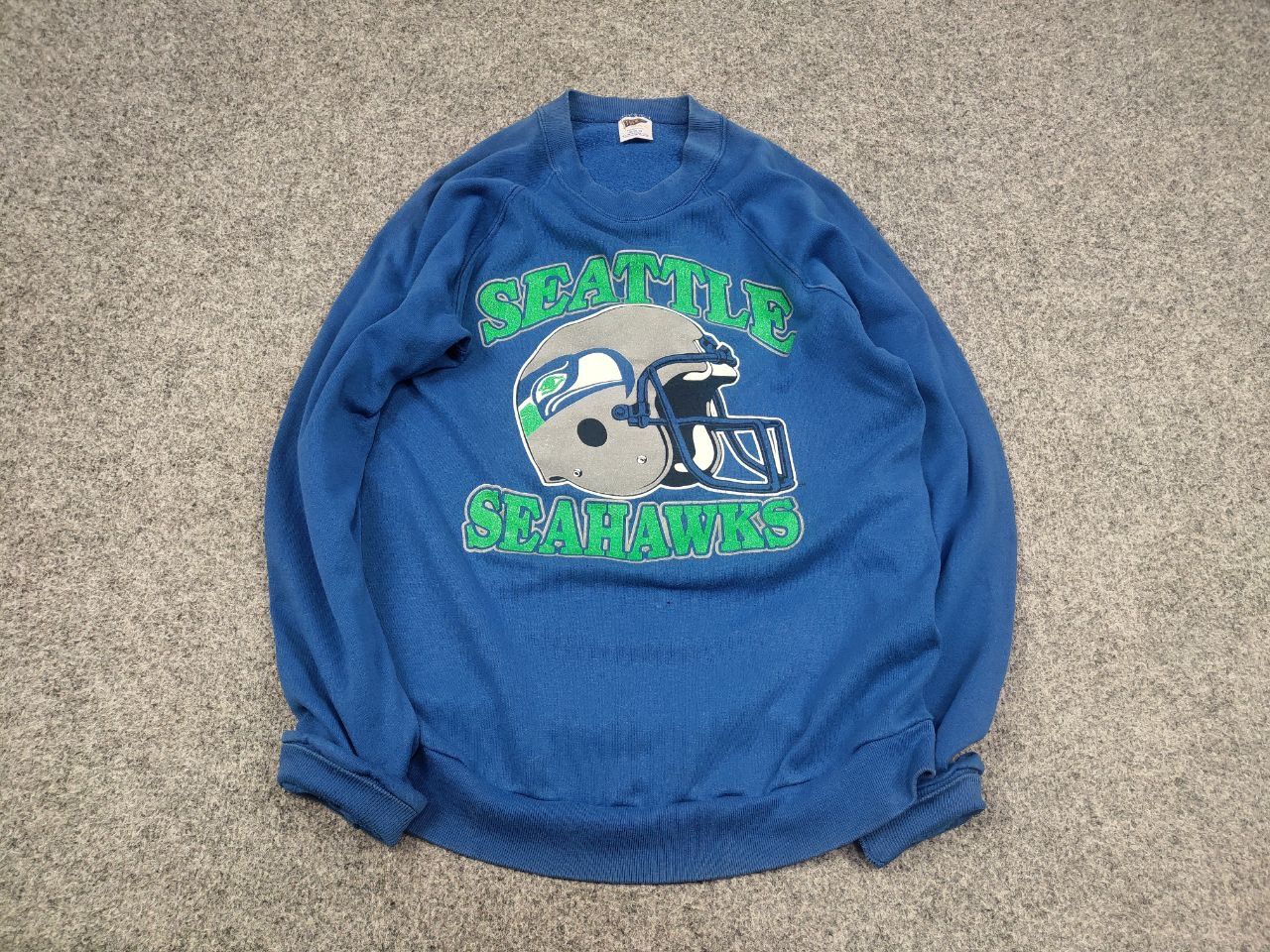 Vintage Vintage 80's Seattle Seahawks Logo Blue Crew neck Sweatshirt Size US M / EU 48-50 / 2 - 2 Thumbnail