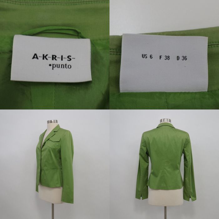 Akris Akris Punto Blazer Jacket Womens Lime Green Cotton Silk Single  Breasted Classic