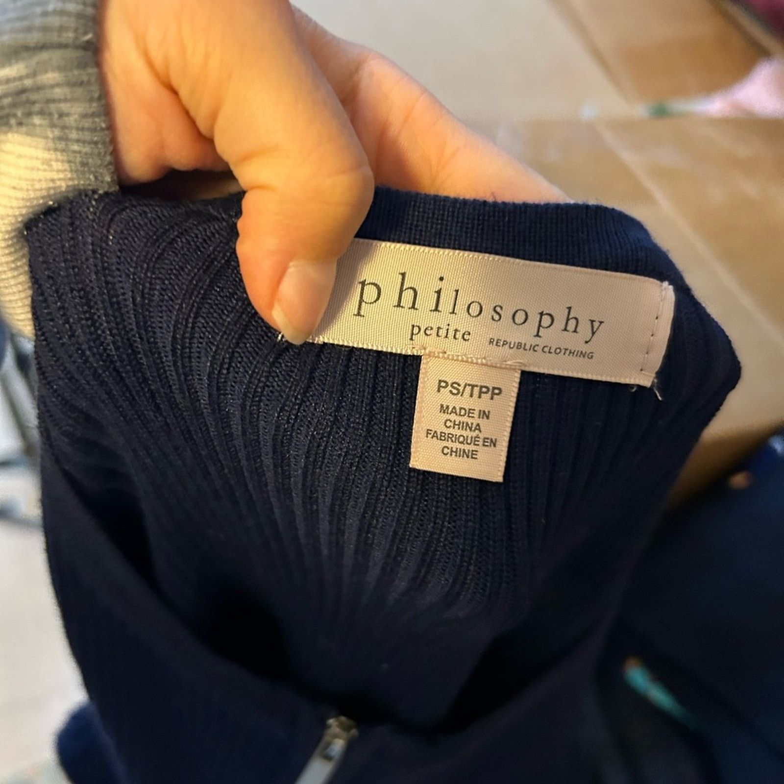 Other Philosophy Navy Blue Ribbed Full Zip Cardigan Size S / US 4 / IT 40 - 3 Thumbnail