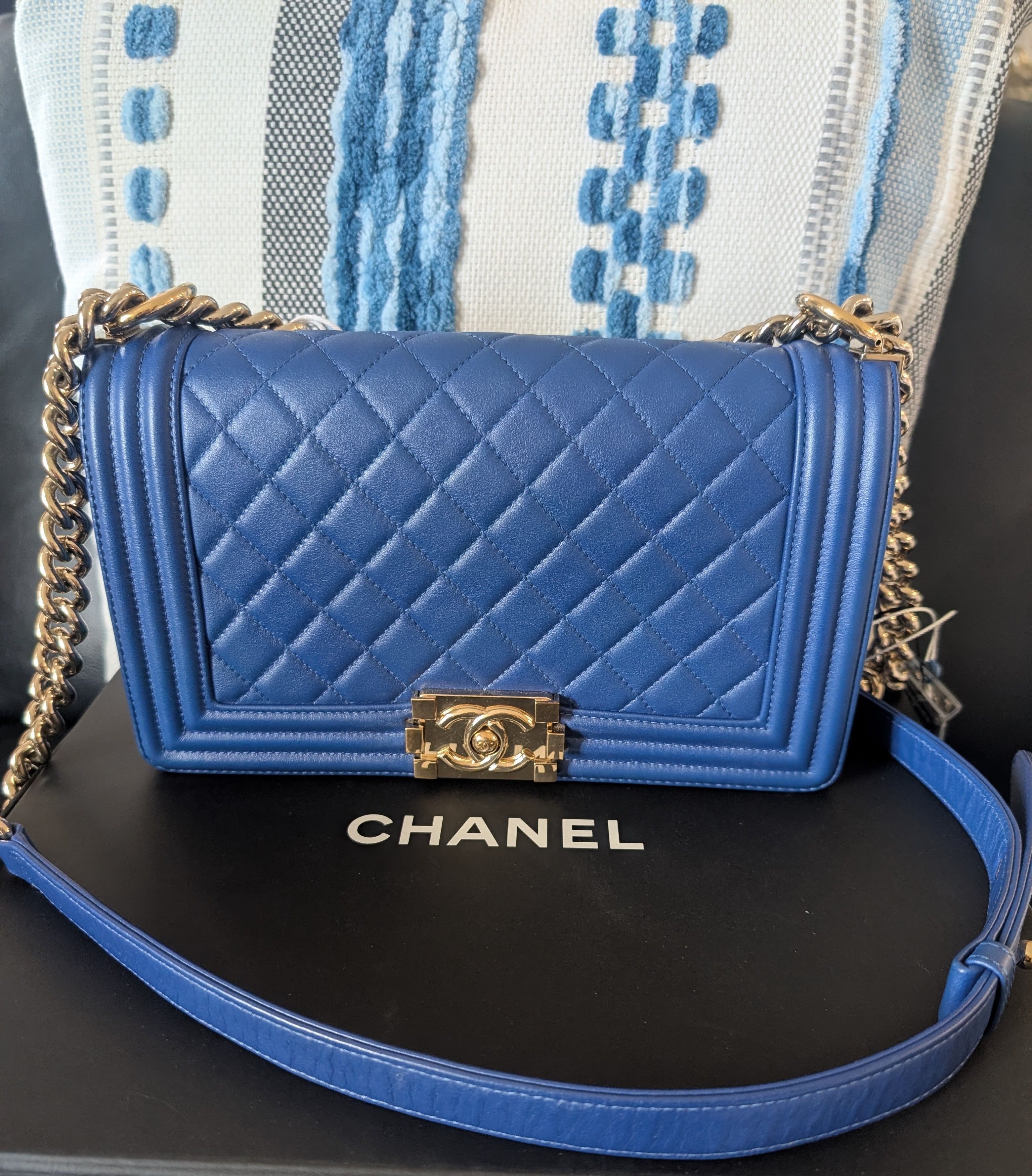Chanel CHANEL Blue Quilted boy Shoulder Bag Strap CC Size ONE SIZE - 1 Thumbnail