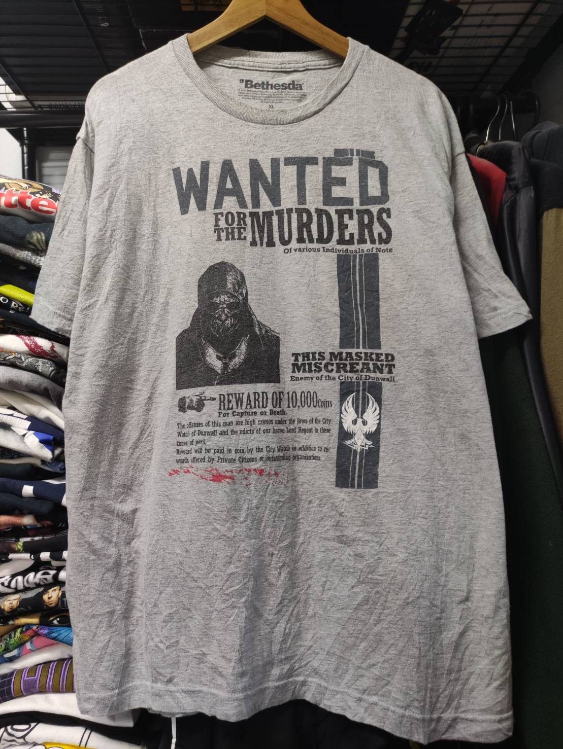 Playstation Dishonored Wanted For The Murders Gaming Promo T-Shirt Size US XL / EU 56 / 4 - 2 Thumbnail