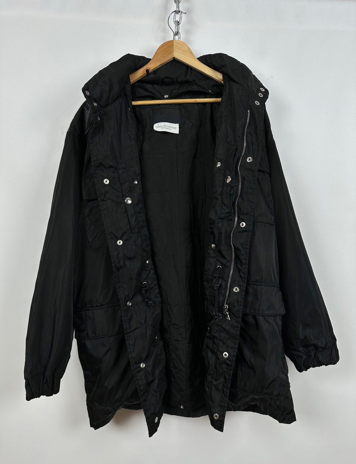 Prada Vintage Prada Nylon / Leather Jacket Coat + Lining Size US XL / EU 56 / 4 - 4 Thumbnail
