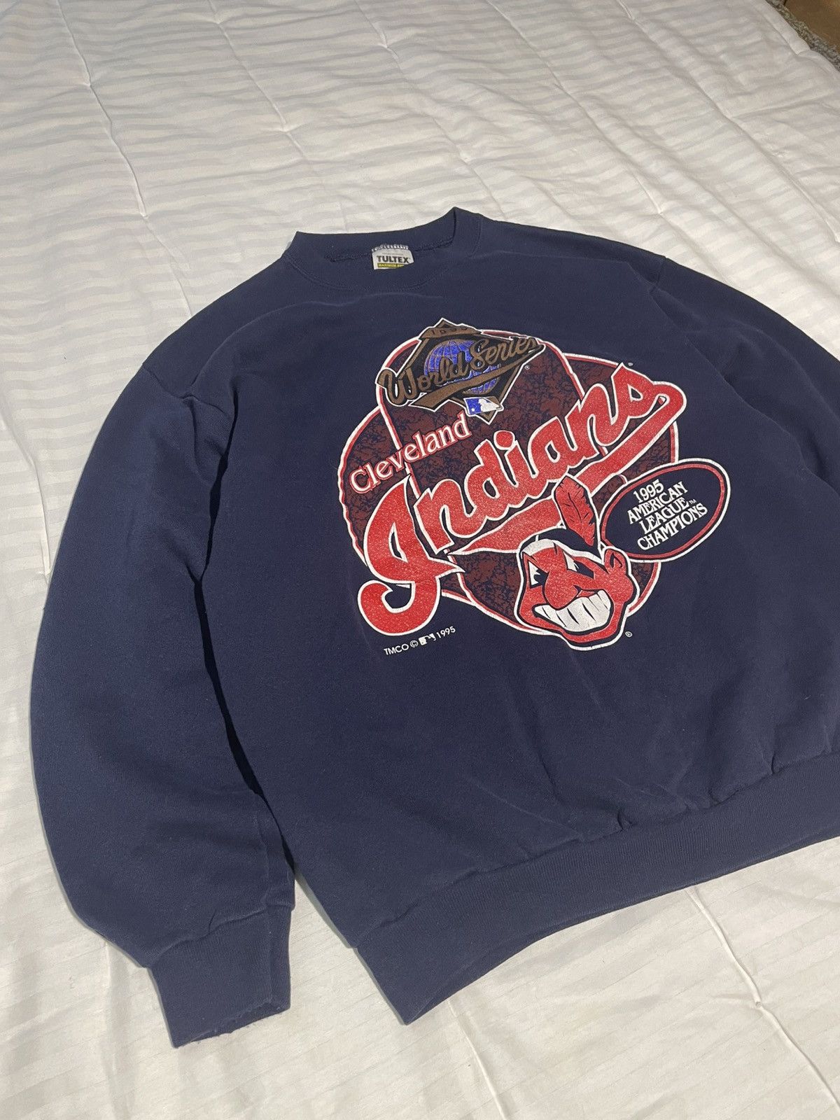 MLB 1995! Vintage Indians Cleveland MLB World Series Sweatshirt Size US L / EU 52-54 / 3 - 3 Thumbnail