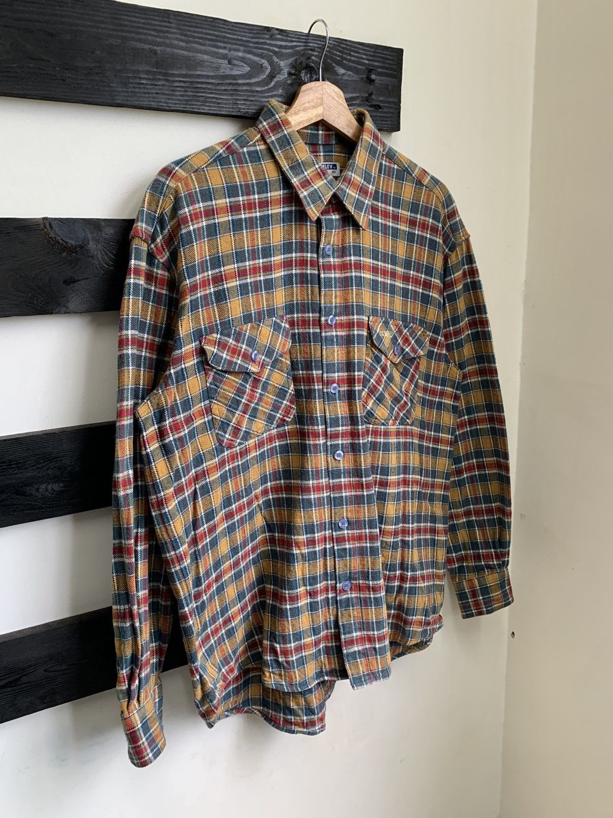 Flannel × Vintage Vintage U.C Berkeley Checkered Tan Flannel Size US L / EU 52-54 / 3 - 2 Thumbnail