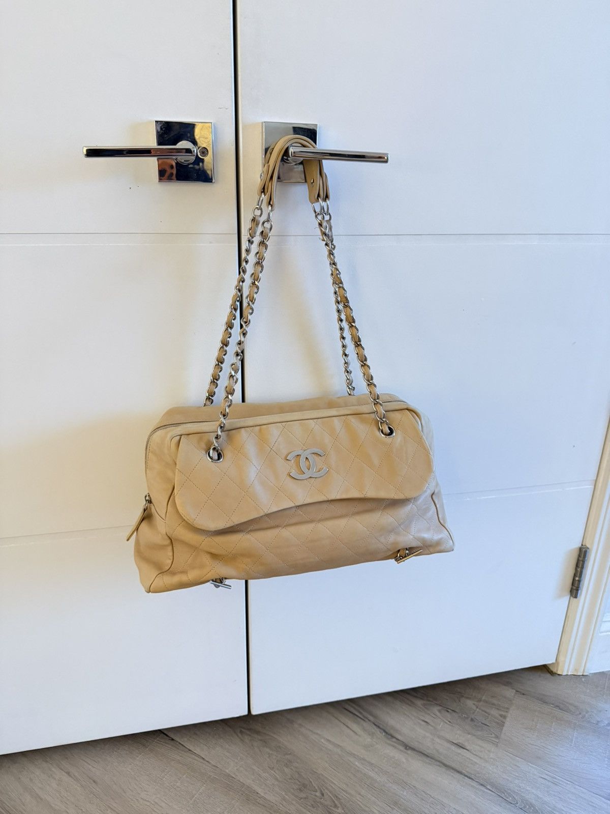 Chanel Chanel Sharpei Lambskin Quilted Bowler (Beige) Size ONE SIZE - 9 Thumbnail