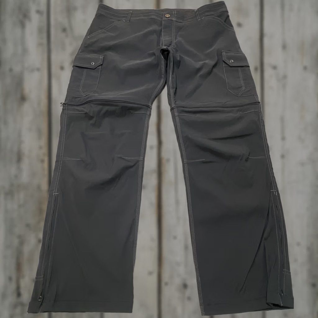 Vintage Kuhl Stealth Convertible Pants Men 40x30 Dark Gray Nylon Elastodiene Cargo Pocket Hiking Outdoors Regular Rise Mid-Flat Front Convertible pants Mens Size US 40 / EU 56 - 1 Thumbnail
