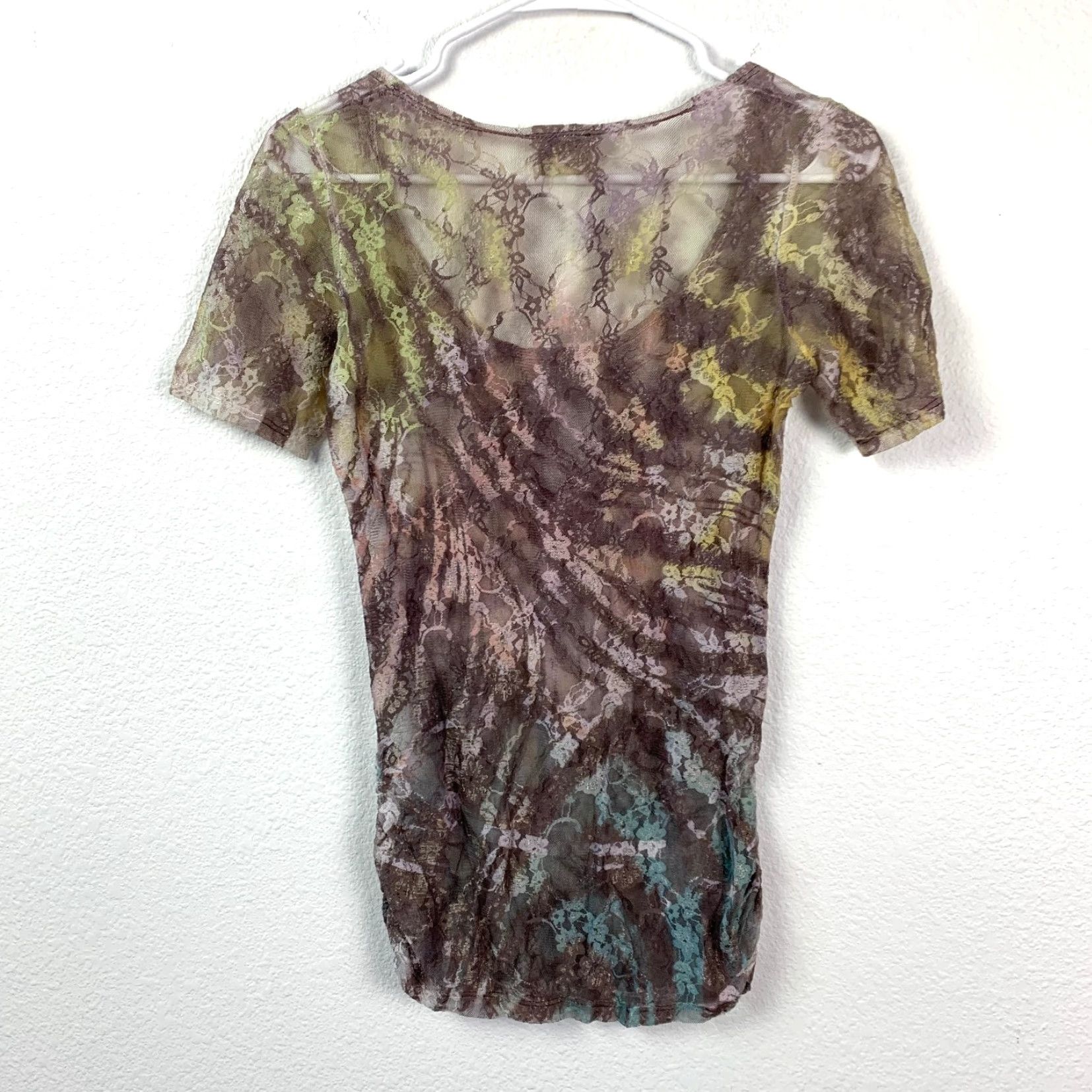 Vintage Vintage Daytrip Y2K Bohemian Floral Lace Sheer Top M Made in USA Emo Grunge Shirt Women Size M / US 6-8 / IT 42-44 - 7 Thumbnail