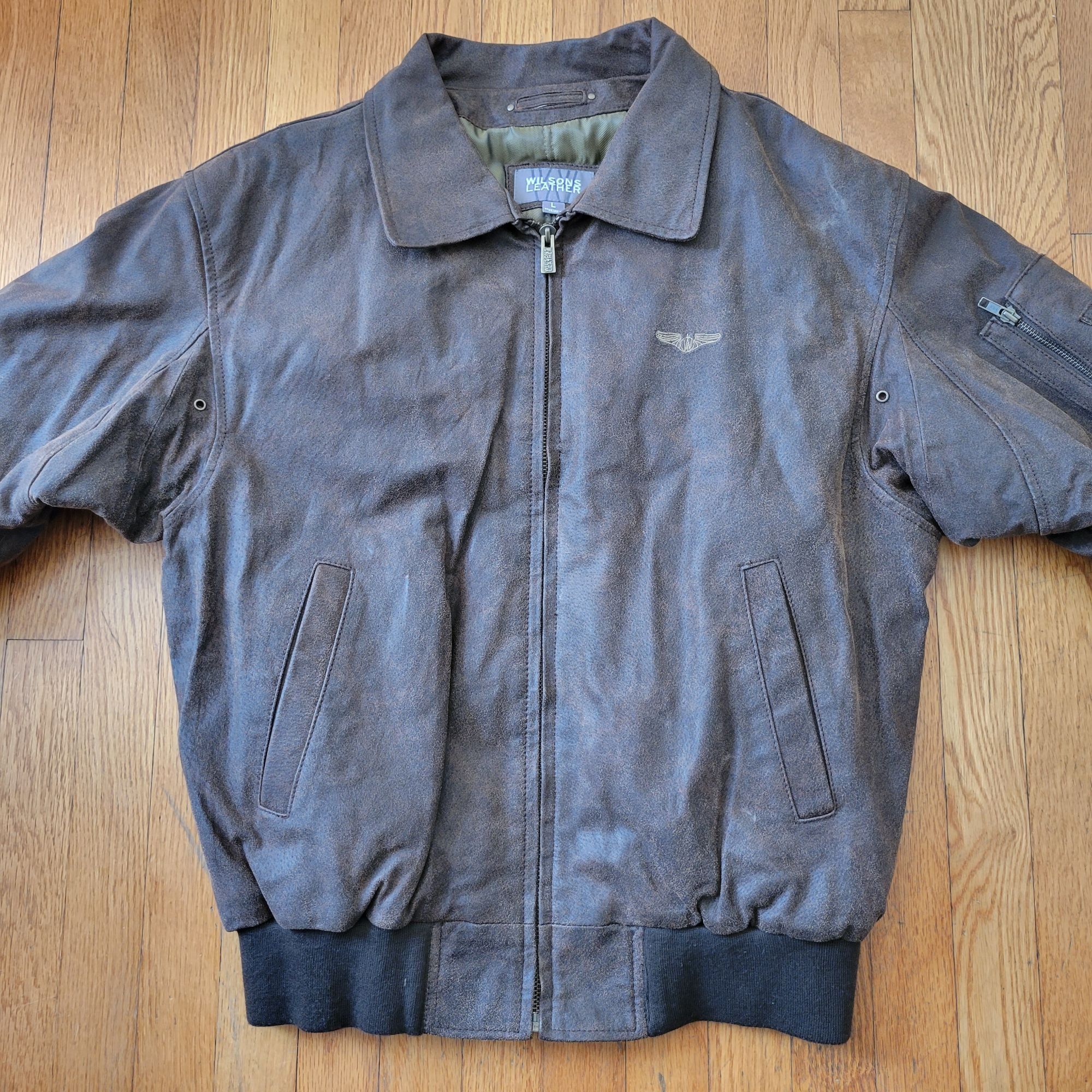 Wilsons Leather Brown Bomber Jacket L Aviator Gorpcore Class