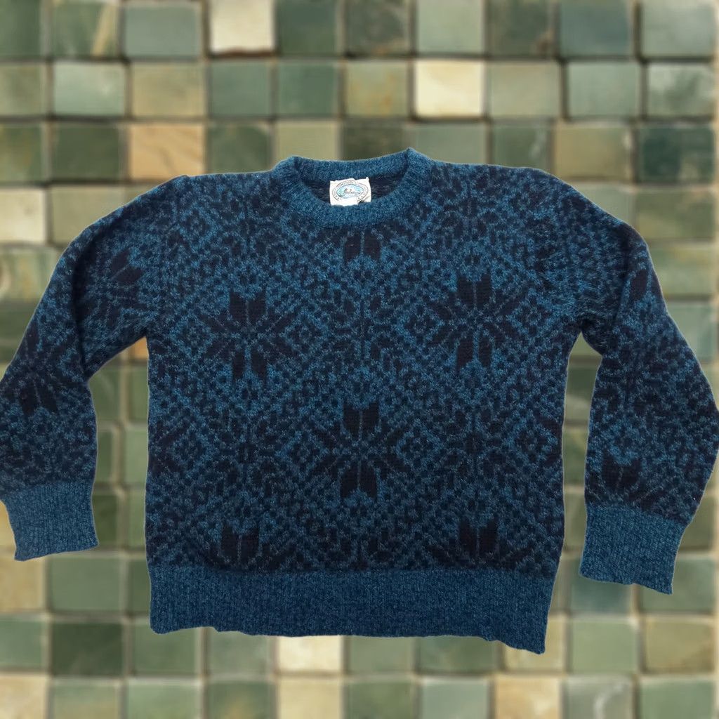 Vintage VINTAGE Environmental Clothing Sweater Mens L Blue Fair Isle Heavyweight Pullover Knit Crew Neck Wool Nylon Casual 80s 90s United States Mens Size US L / EU 52-54 / 3 - 1 Thumbnail