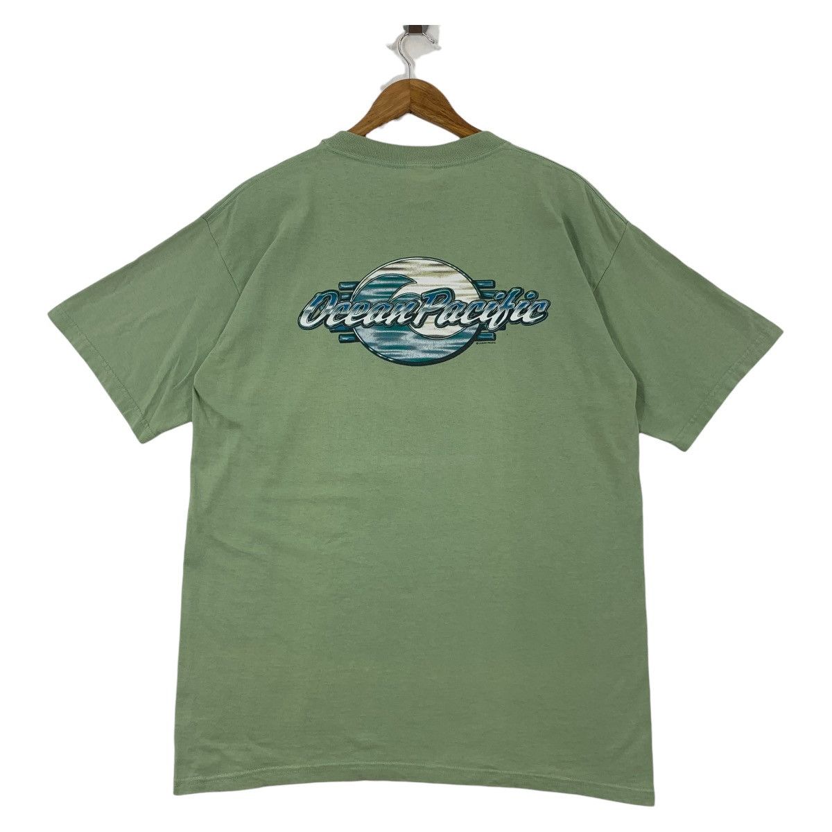 Designer × Ocean Pacific × Vintage Vintage 90s OCEAN PACIFIC Surfing big printed backhit tee Size US L / EU 52-54 / 3 - 1 Thumbnail