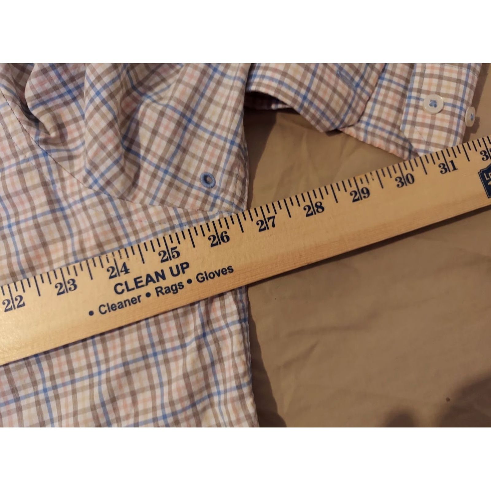 Southern Tide Mens Southern Tide Dress Shirt Button-Up 2XL Khaki Beige Plaid Long Sleeve Casual Mens Shirt Size 48R - 4 Thumbnail