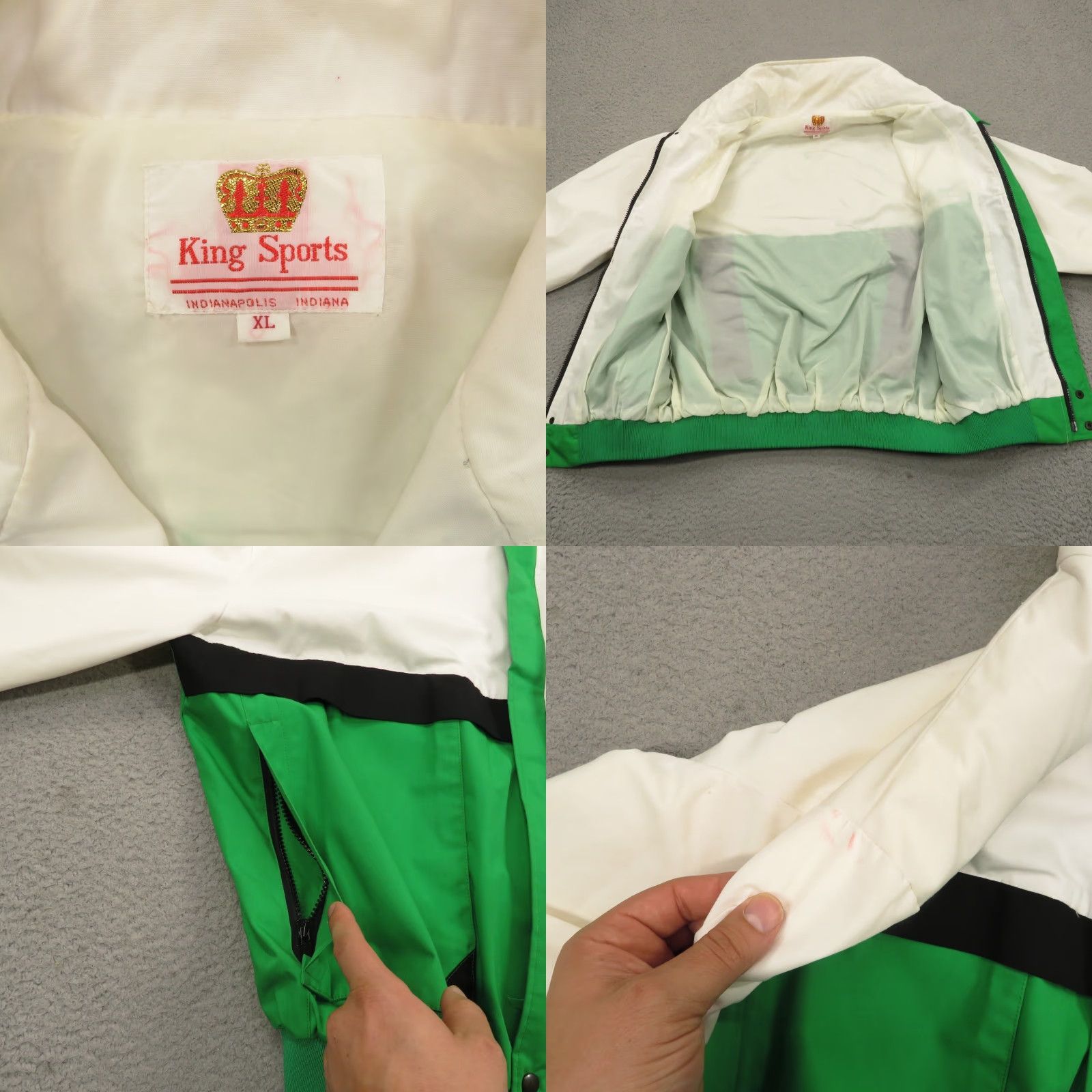 Vintage VINTAGE King Sports Racing Jacket Mens XL Green Bomber Windbreaker 80s/90s USA Cars Size US XL / EU 56 / 4 - 8 Thumbnail
