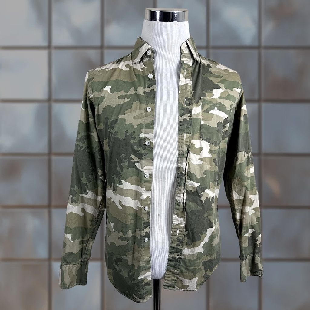 J.Crew J.CREW Slim Fit Flex Cotton Blend Shirt Camouflage Green Button Down Shirt Mens S Slim Green Camouflage Button-Front Size US S / EU 44-46 / 1 - 1 Thumbnail